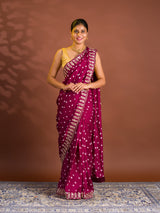 By Bandhani Saree With Cutdana gotapatti work