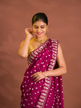 By Bandhani Saree With Cutdana gotapatti work