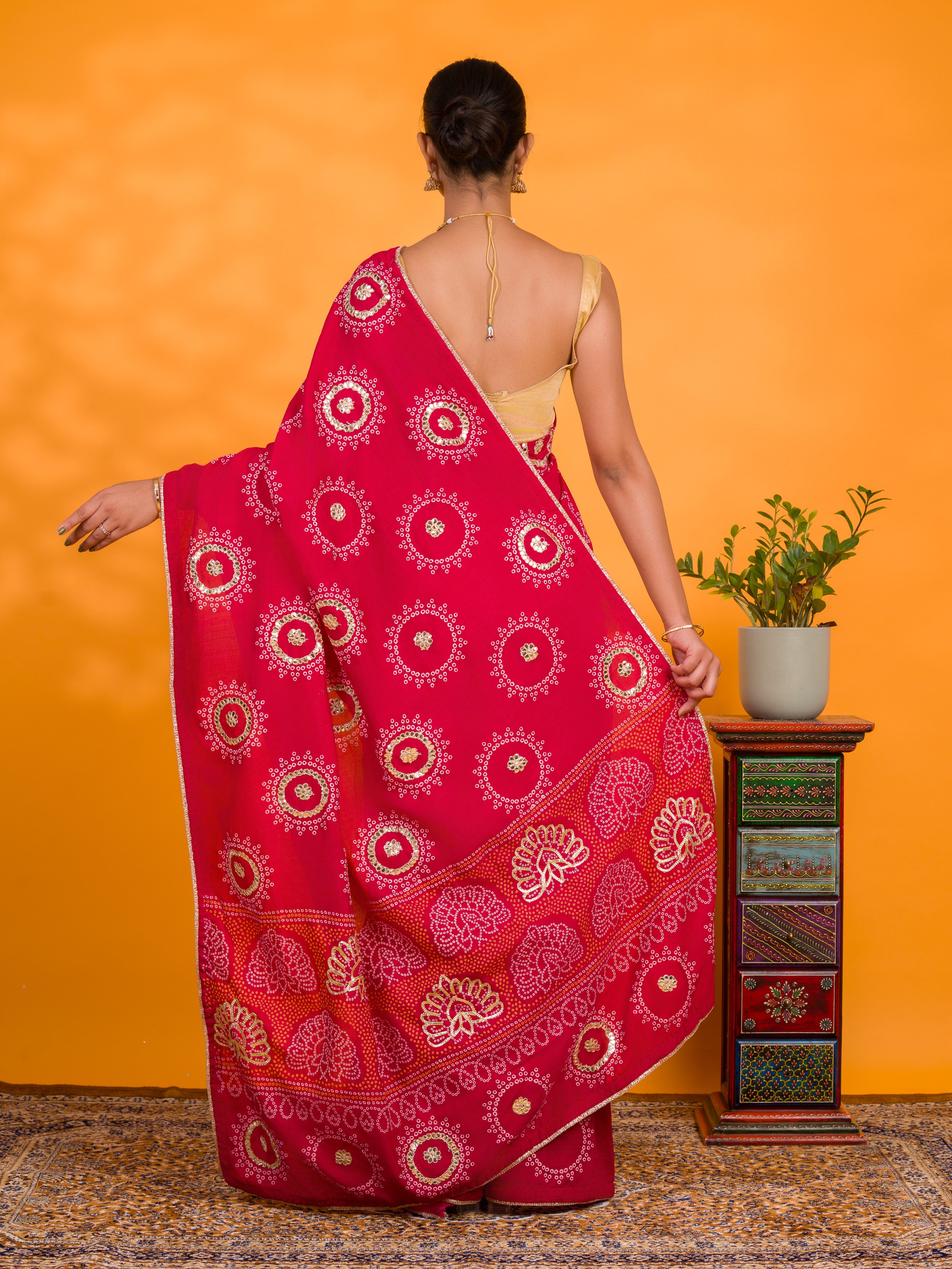 By Gaji Bandhani Saree With WeddingWear