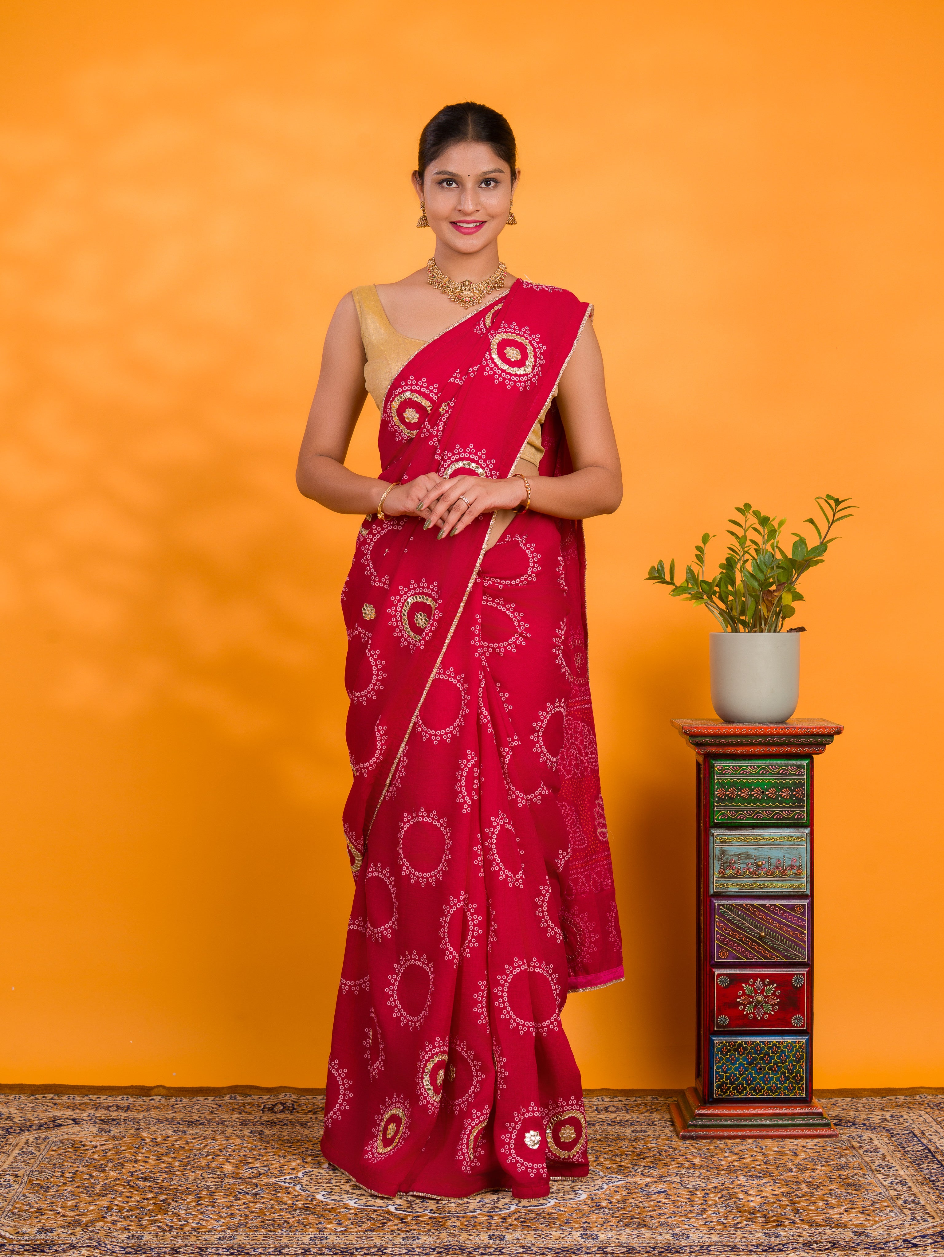 By Gaji Bandhani Saree With WeddingWear