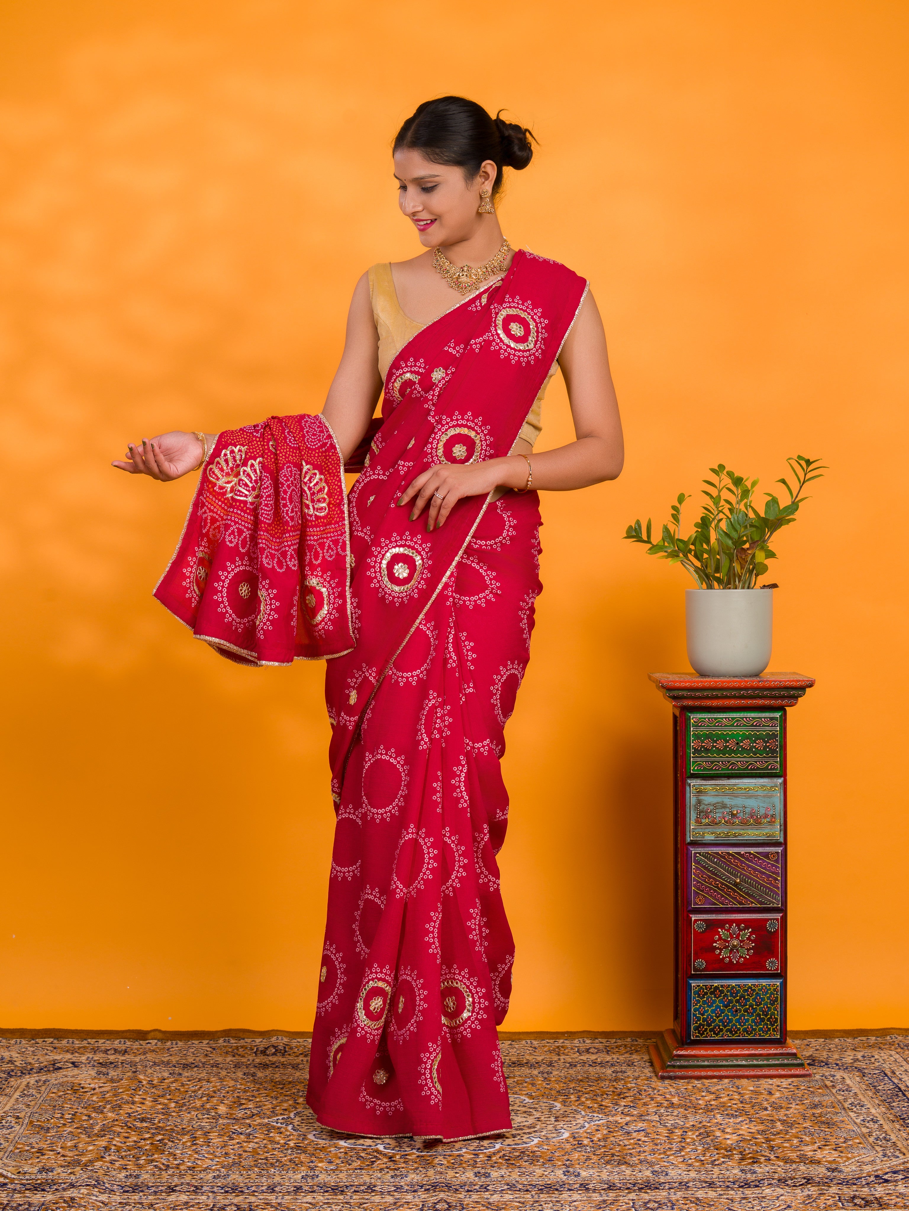 By Gaji Bandhani Saree With WeddingWear