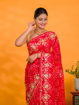 By Bandhani Saree With Gotapatti Work