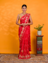 By Bandhani Saree With Gotapatti Work
