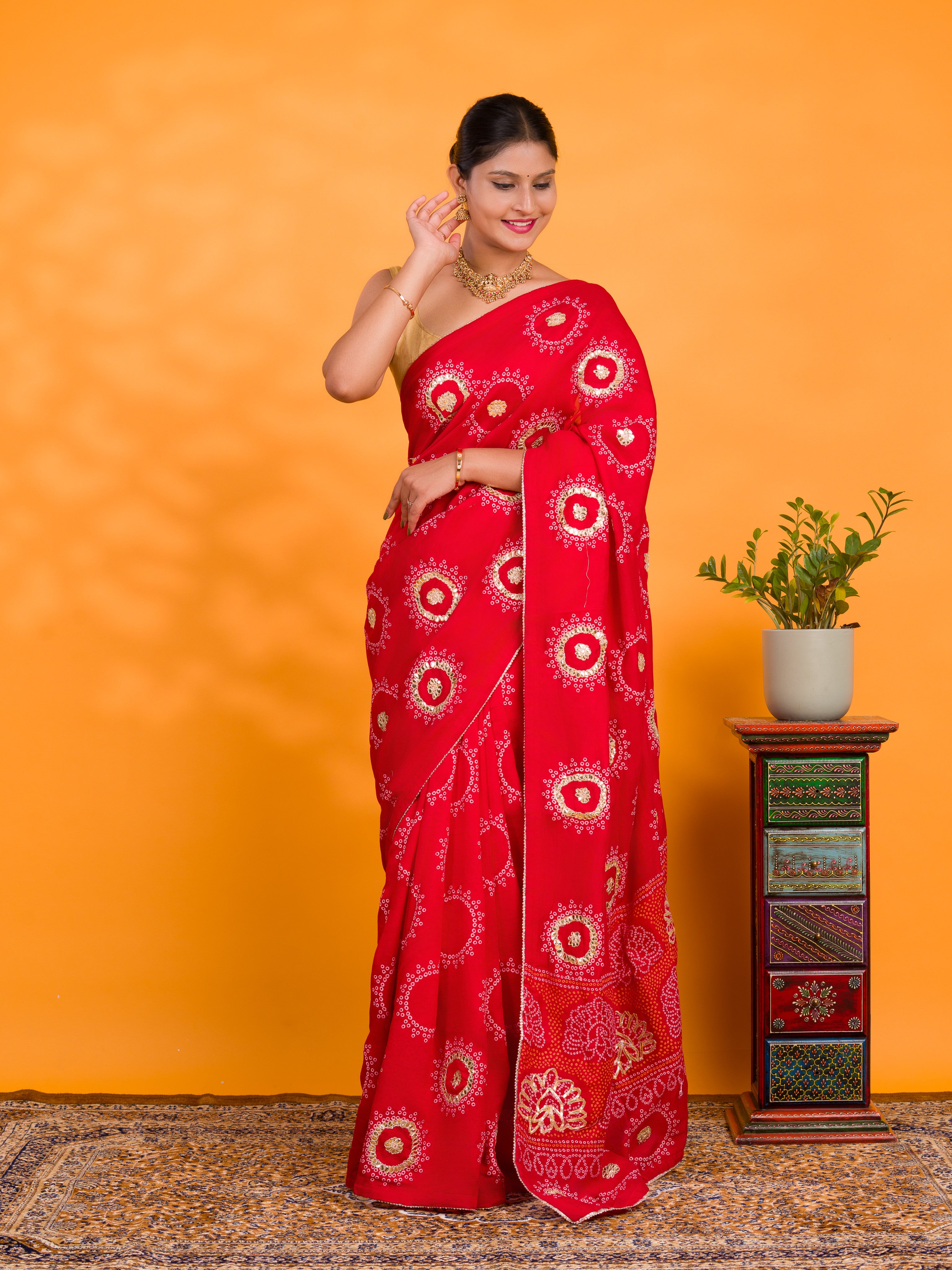 KcPc New Royal Wedding Wear Gaji Bandhani Saree in Viscos Silk SWA