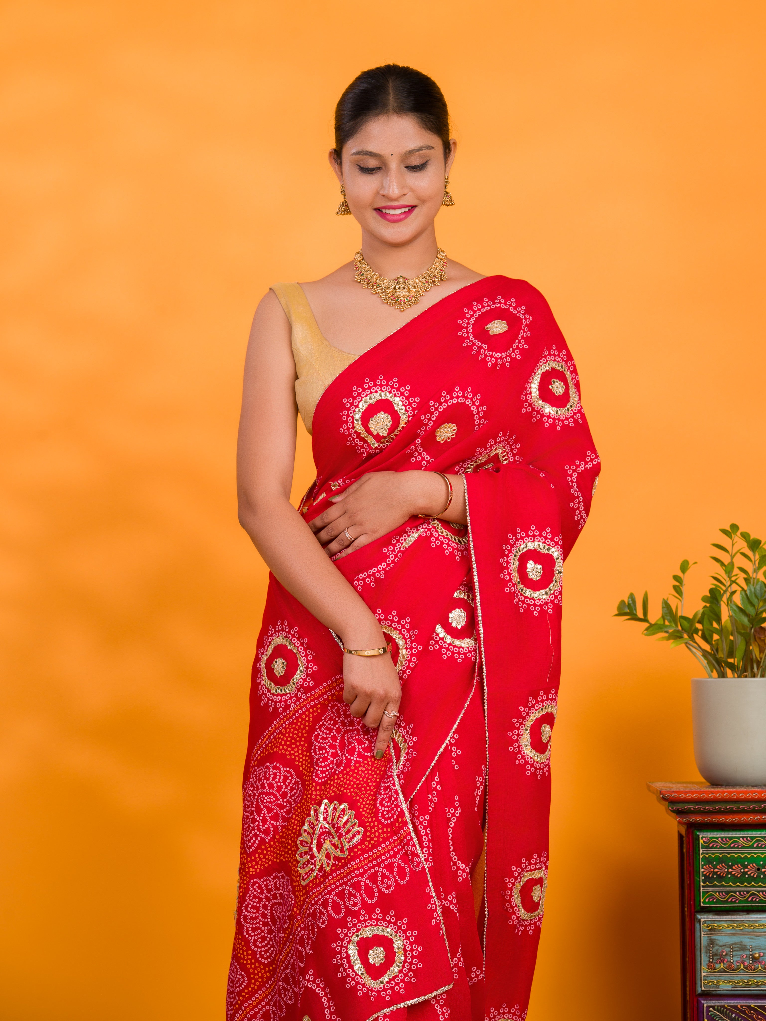 KcPc New Royal Wedding Wear Gaji Bandhani Saree in Viscos Silk SWA