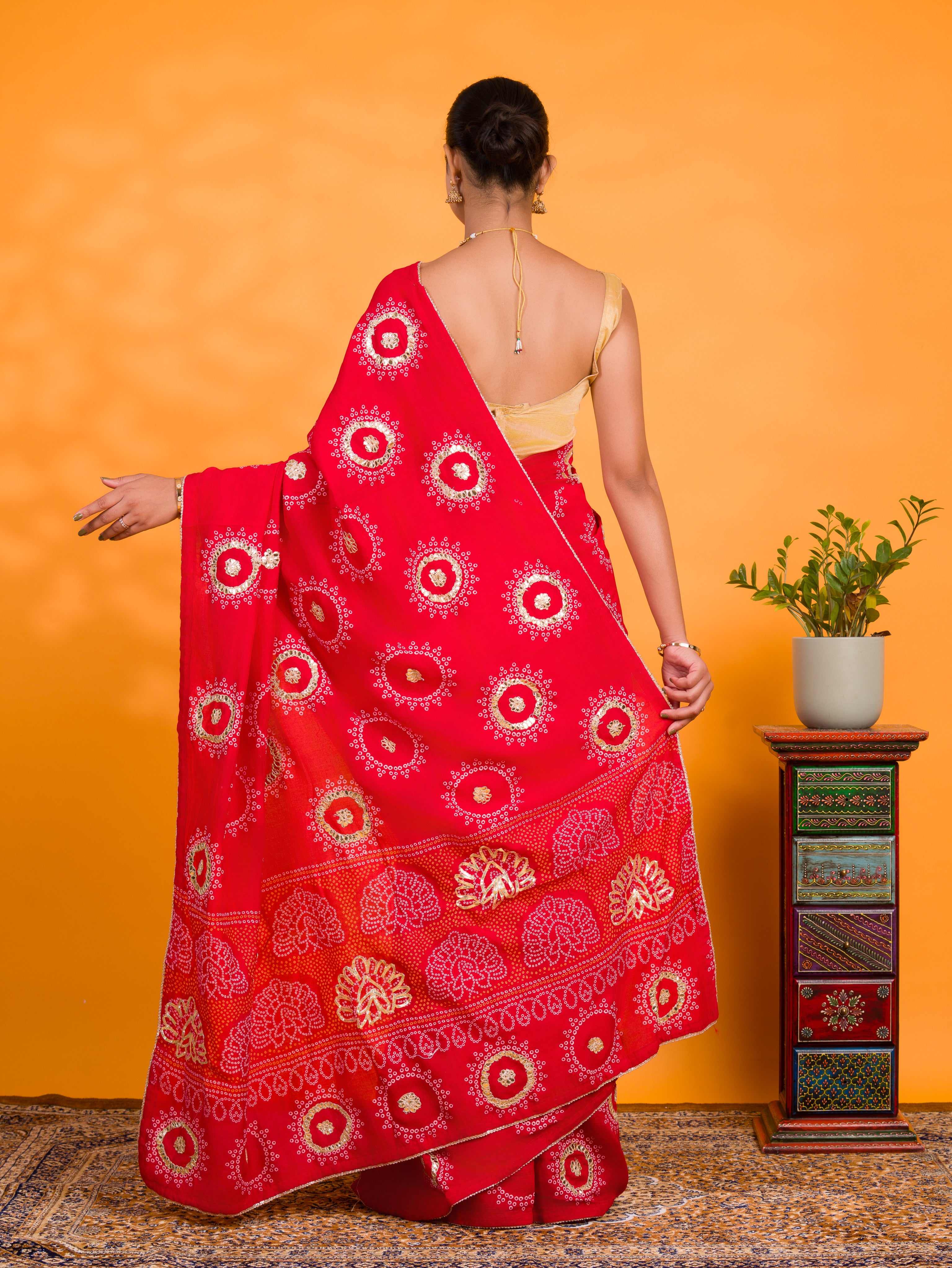 KcPc New Royal Wedding Wear Gaji Bandhani Saree in Viscos Silk SWA