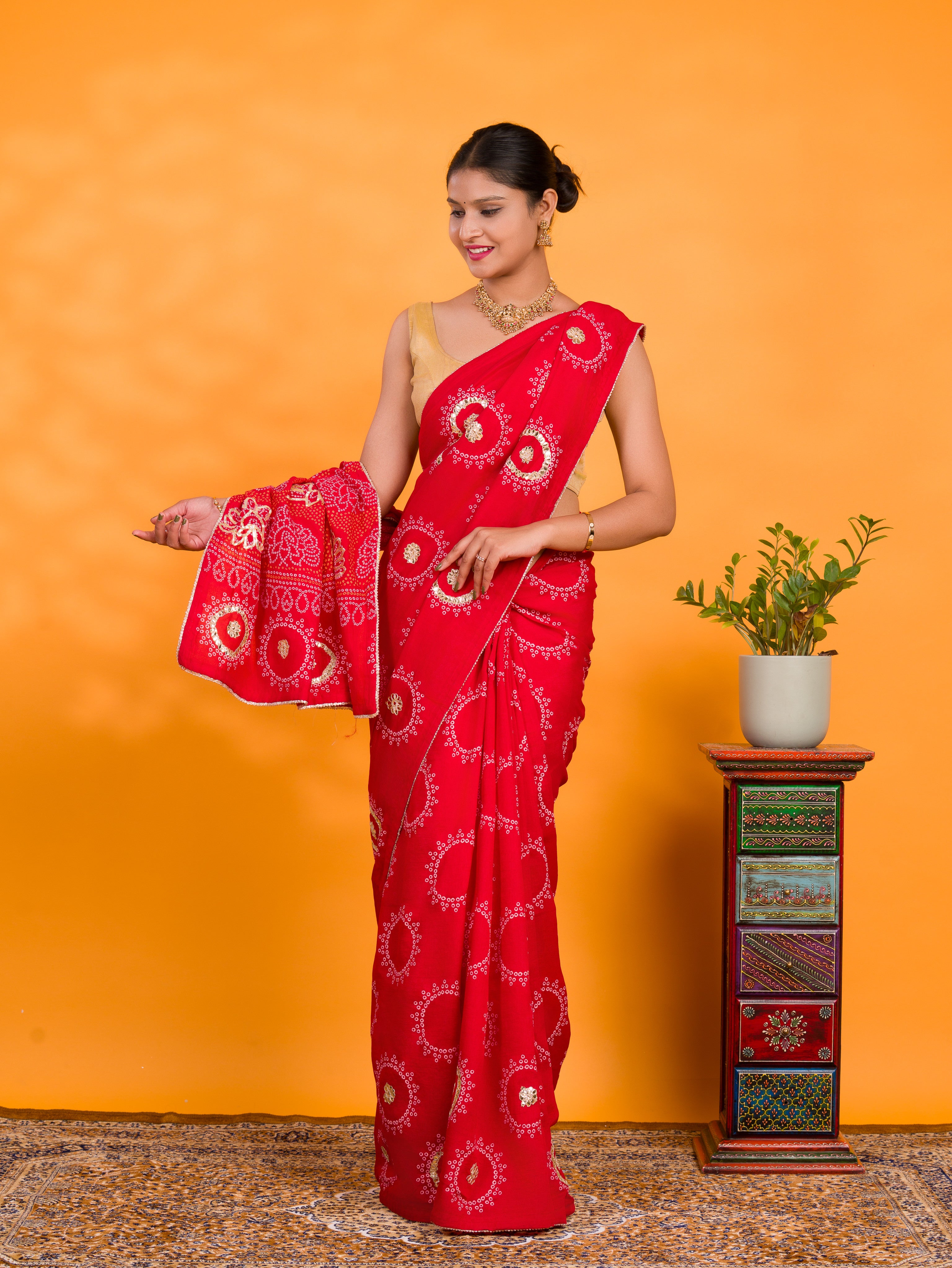 KcPc New Royal Wedding Wear Gaji Bandhani Saree in Viscos Silk SWA