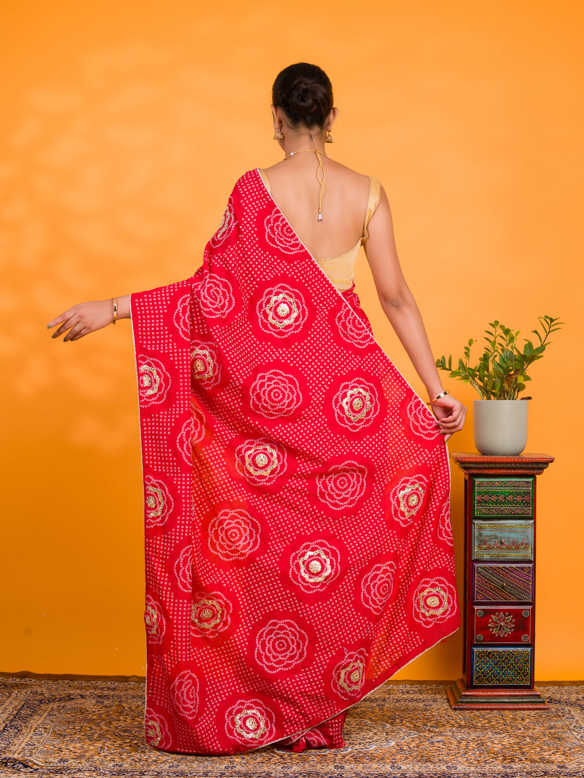 By Bandhani Saree With Casual Wear