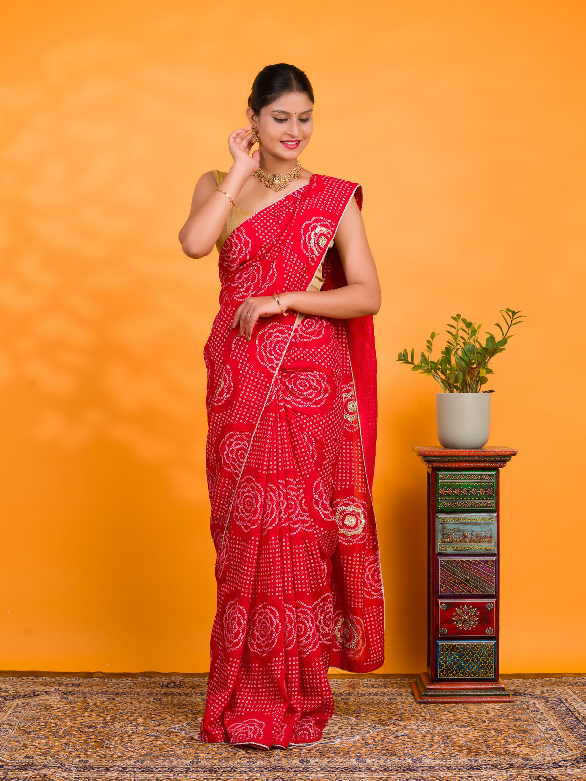 By Bandhani Saree With Casual Wear