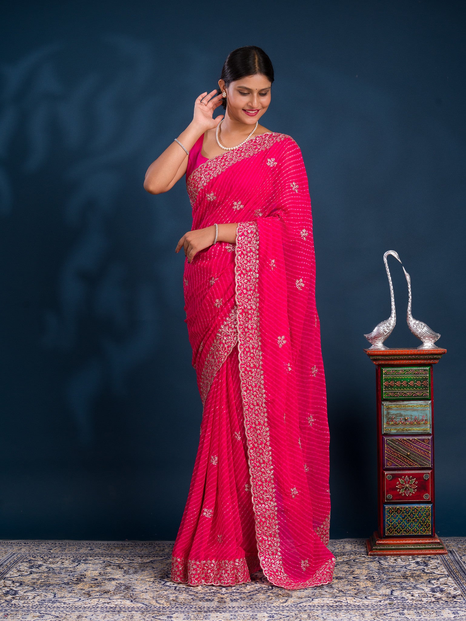 By Lehariya Saree With Embrodery Work