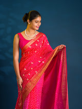 By Bandhani Saree with Gota Patti Work