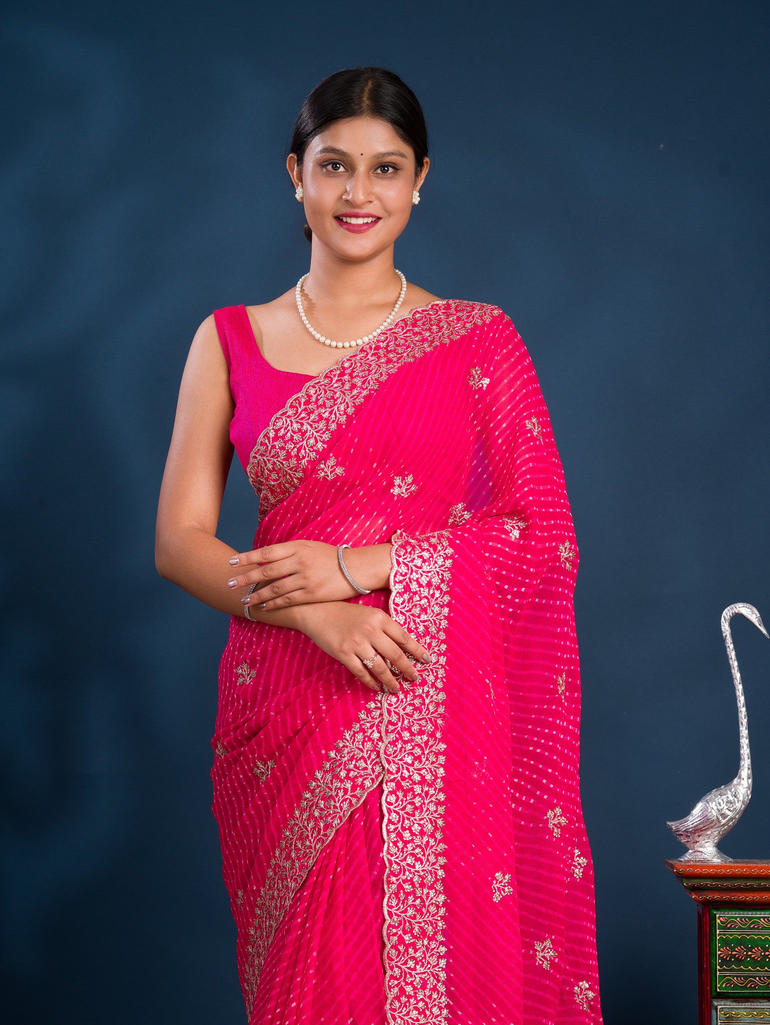 By Lehariya Saree With Embrodery Work