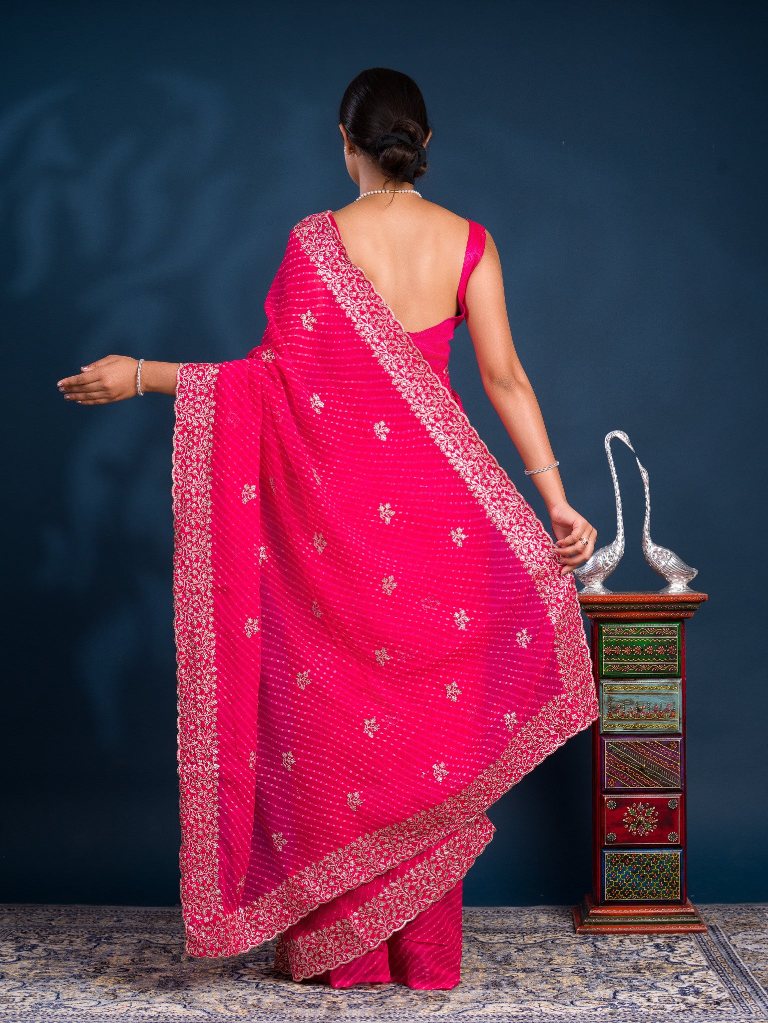 By Lehariya Saree With Embrodery Work