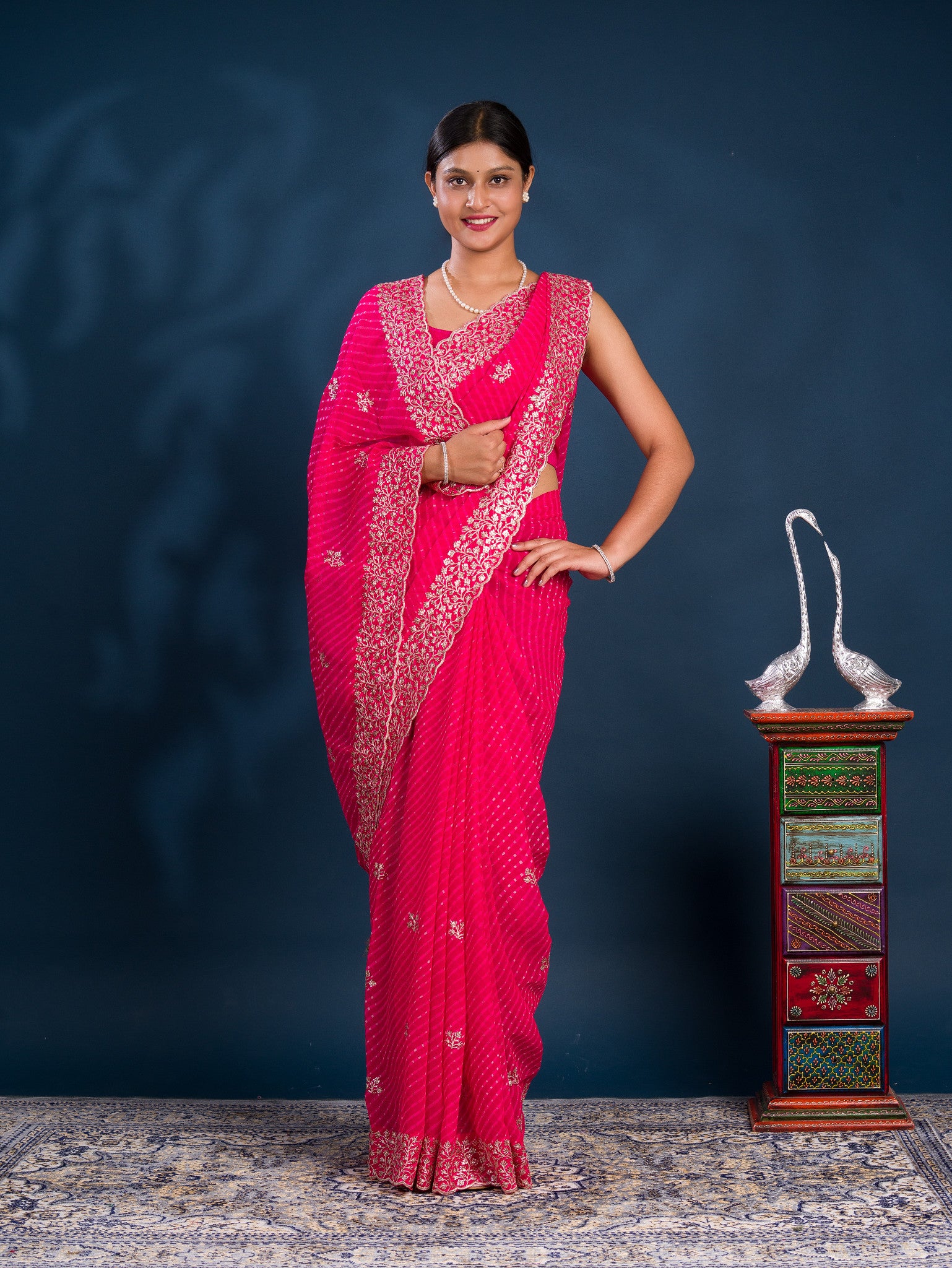 By Lehariya Saree With Embrodery Work