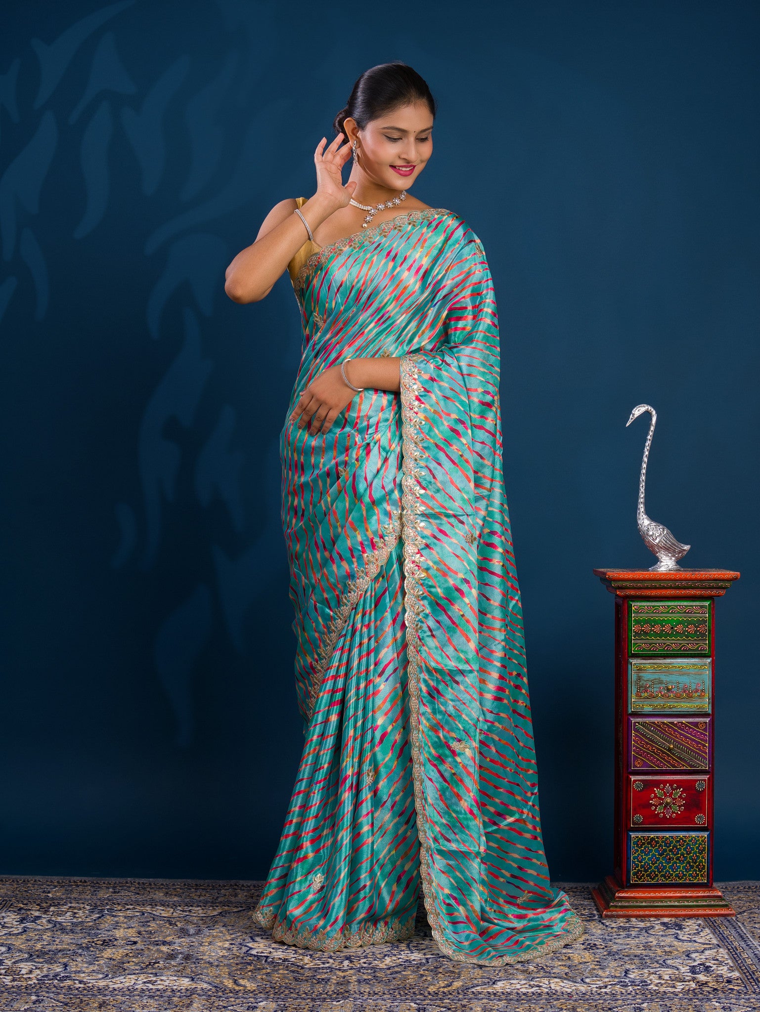 By New Launch Cotton Silk Leheriya Style with Gotapatti Work Saree