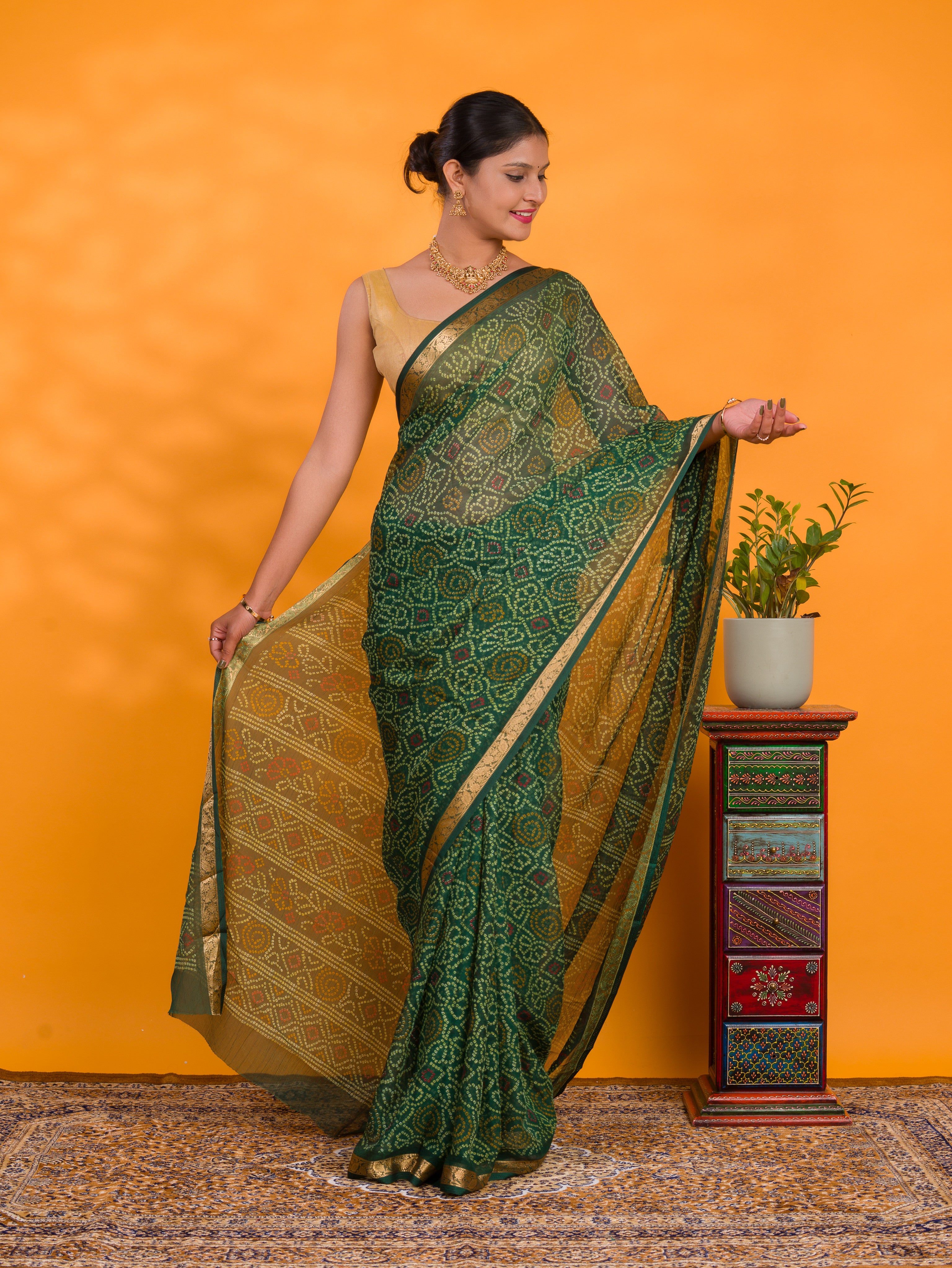 By Bandhani Saree With Casual wear