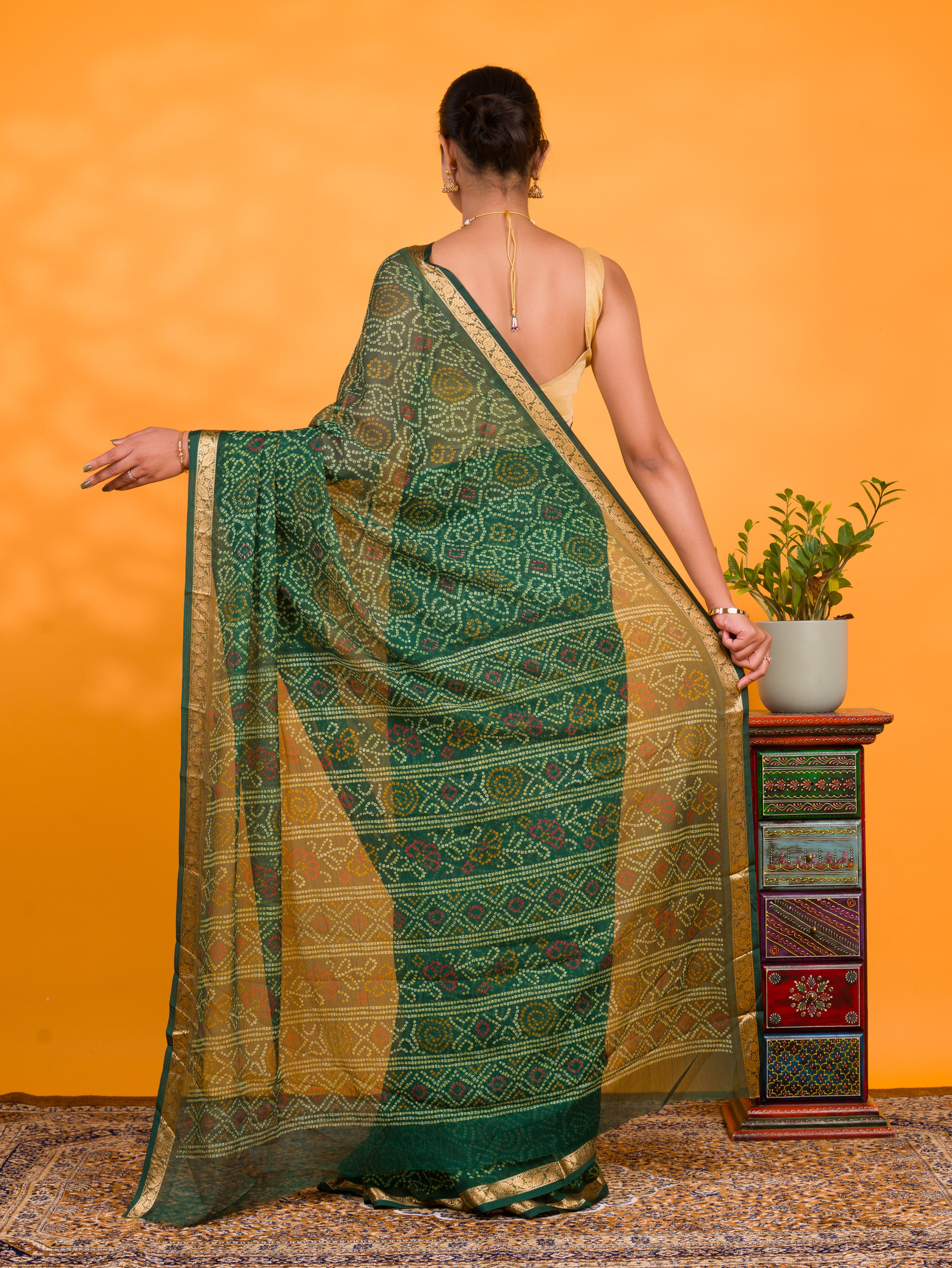 By Bandhani Saree With Casual wear