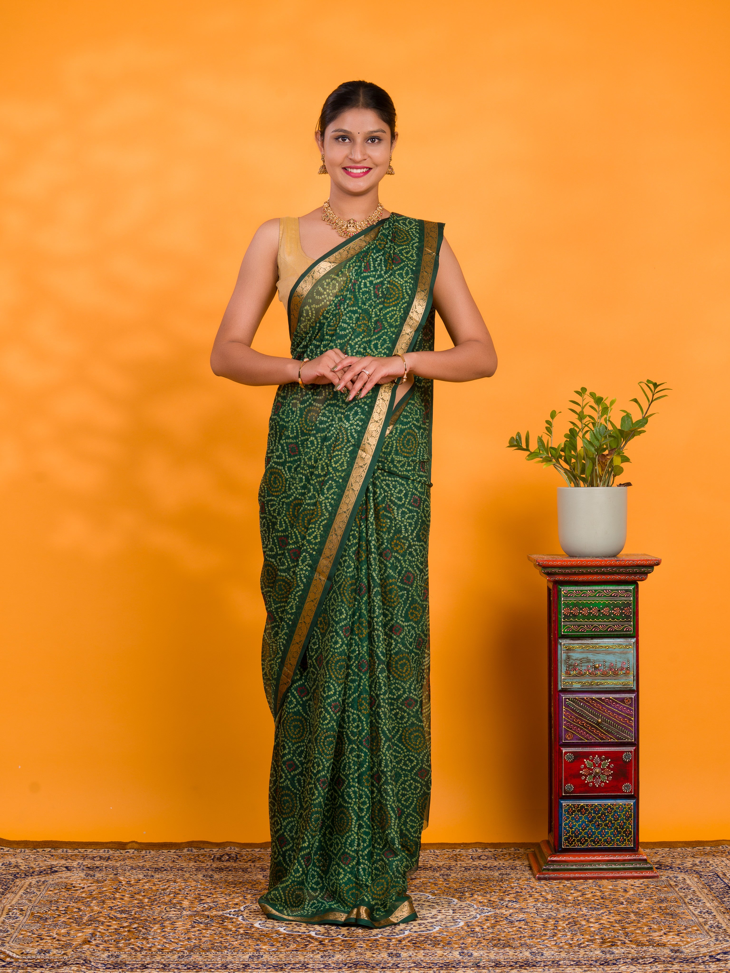 By Bandhani Saree With Casual wear
