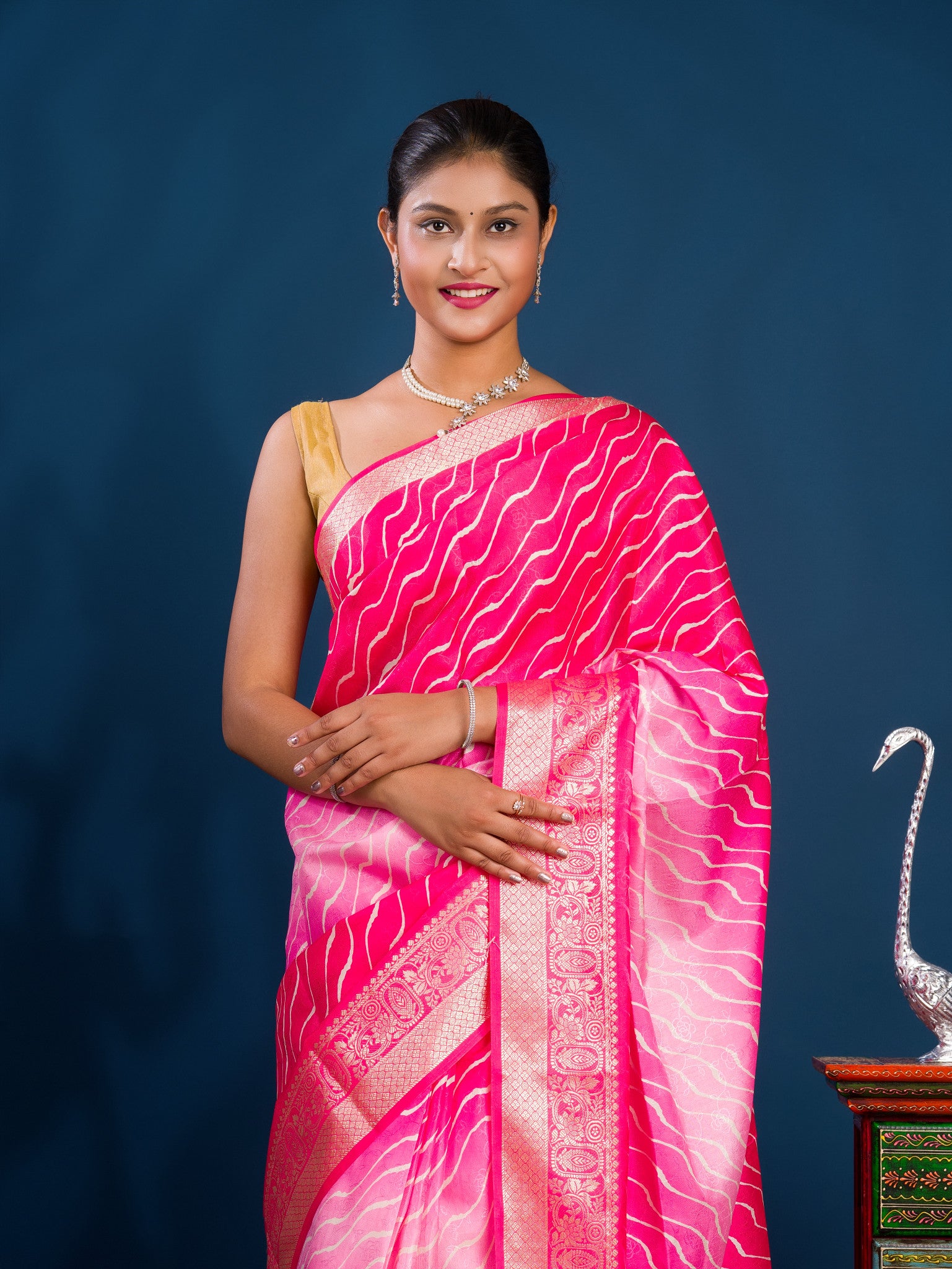 By New Dola Silk Bollywood Style With Zari border Saree