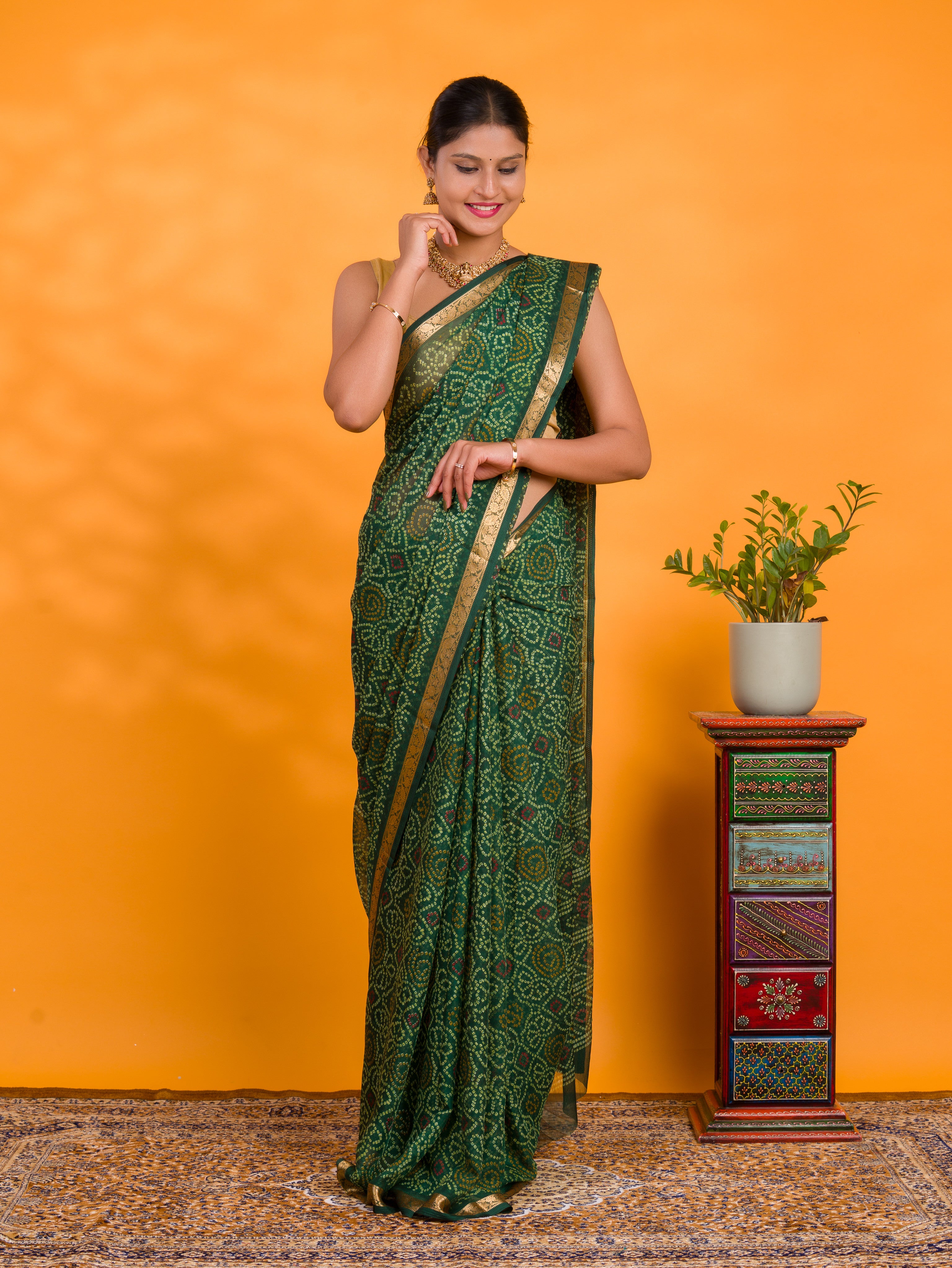 By Bandhani Saree With Casual wear