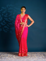 By Bandhani Saree With Gota Patti Work