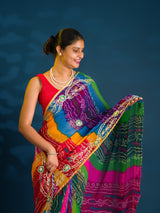 Mos Chiffon Silk Bandhani Saree with Gotapatti Work