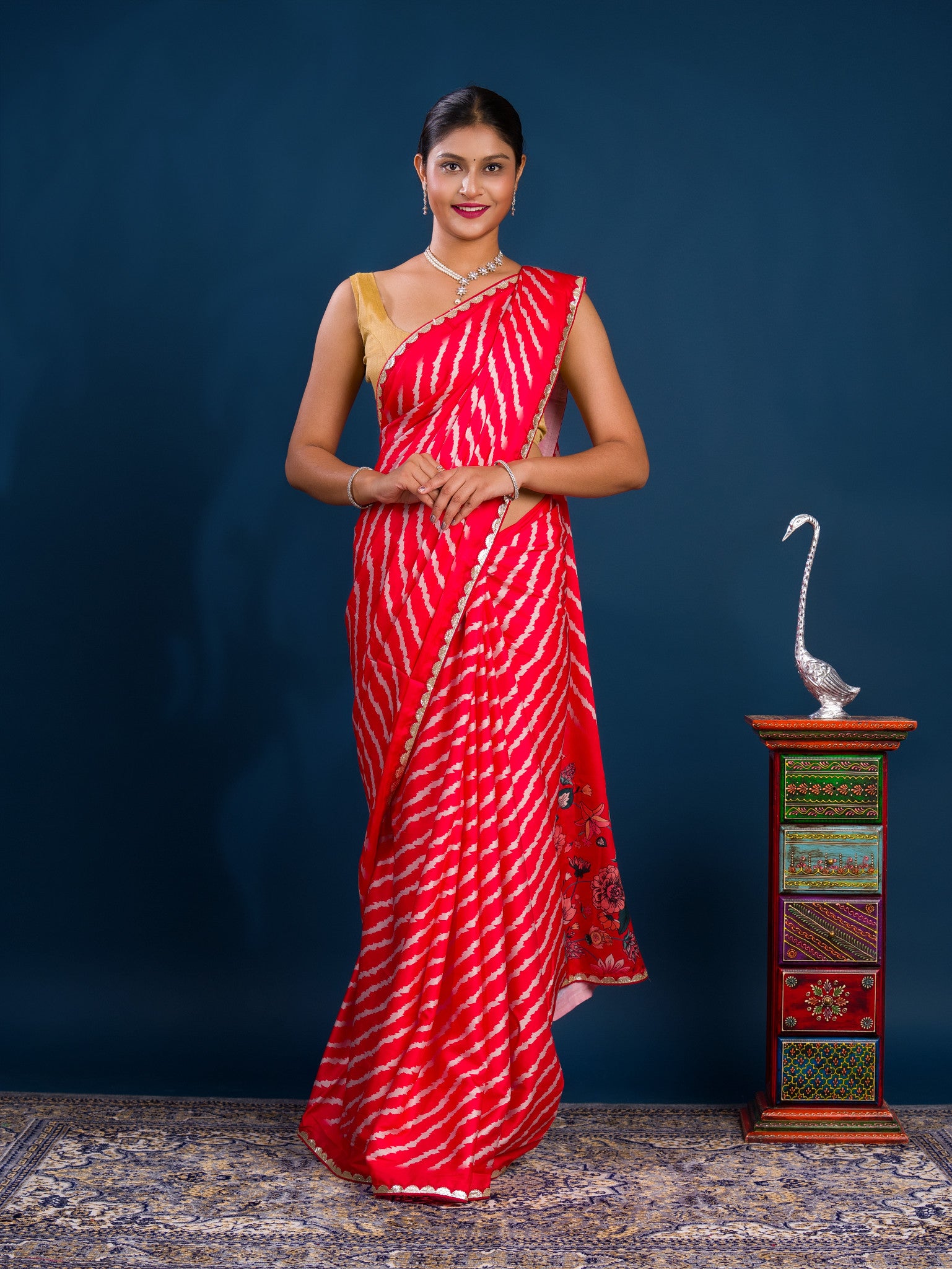 By Latest Leheriya Saree With Gotapatti Border
