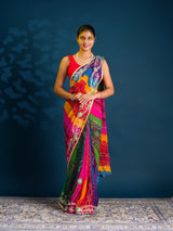 Mos Chiffon Silk Bandhani Saree with Gotapatti Work