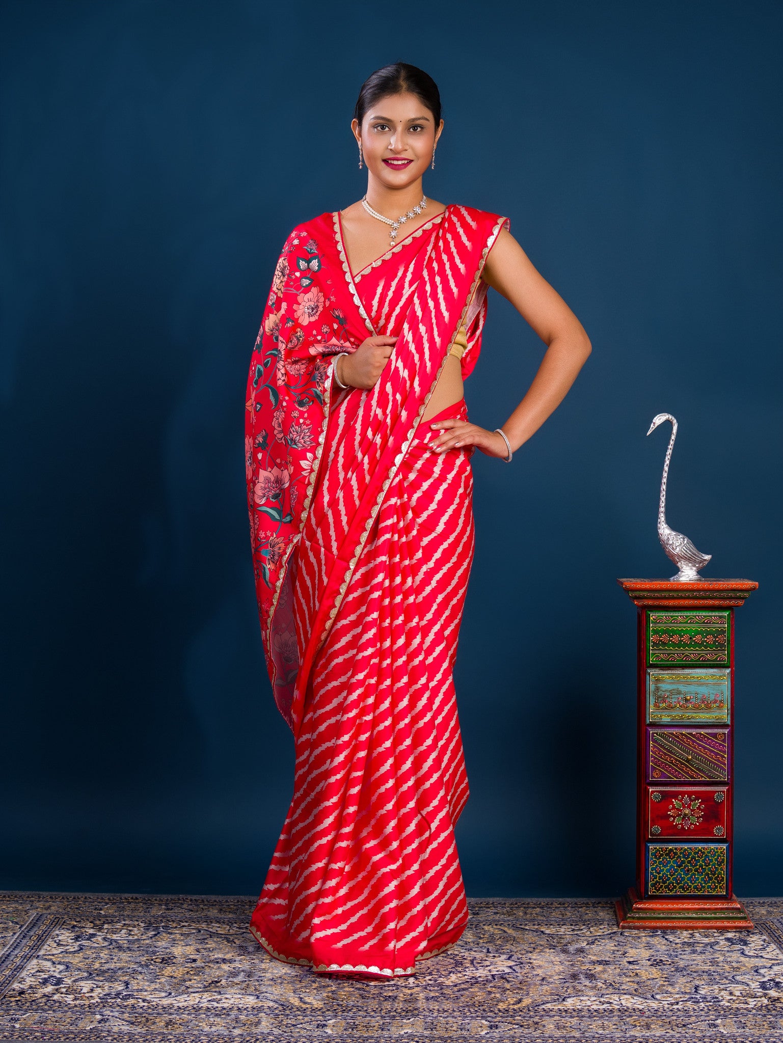 By Latest Leheriya Saree With Gotapatti Border