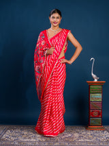 By Latest Leheriya Saree With Gotapatti Border