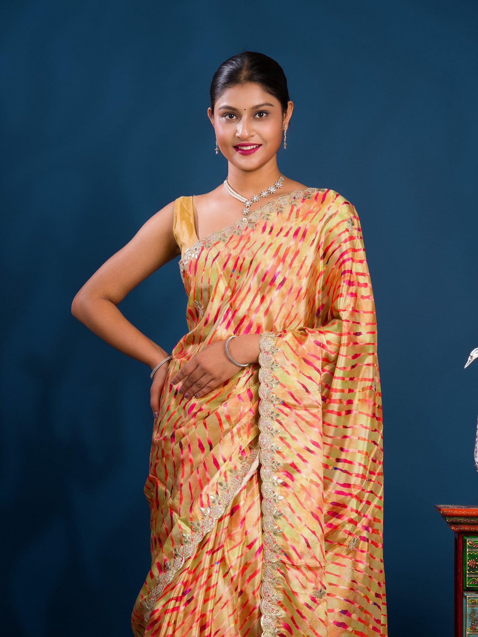 By New Launch Cotton Silk Leheriya Style with Gotapatti Work Saree