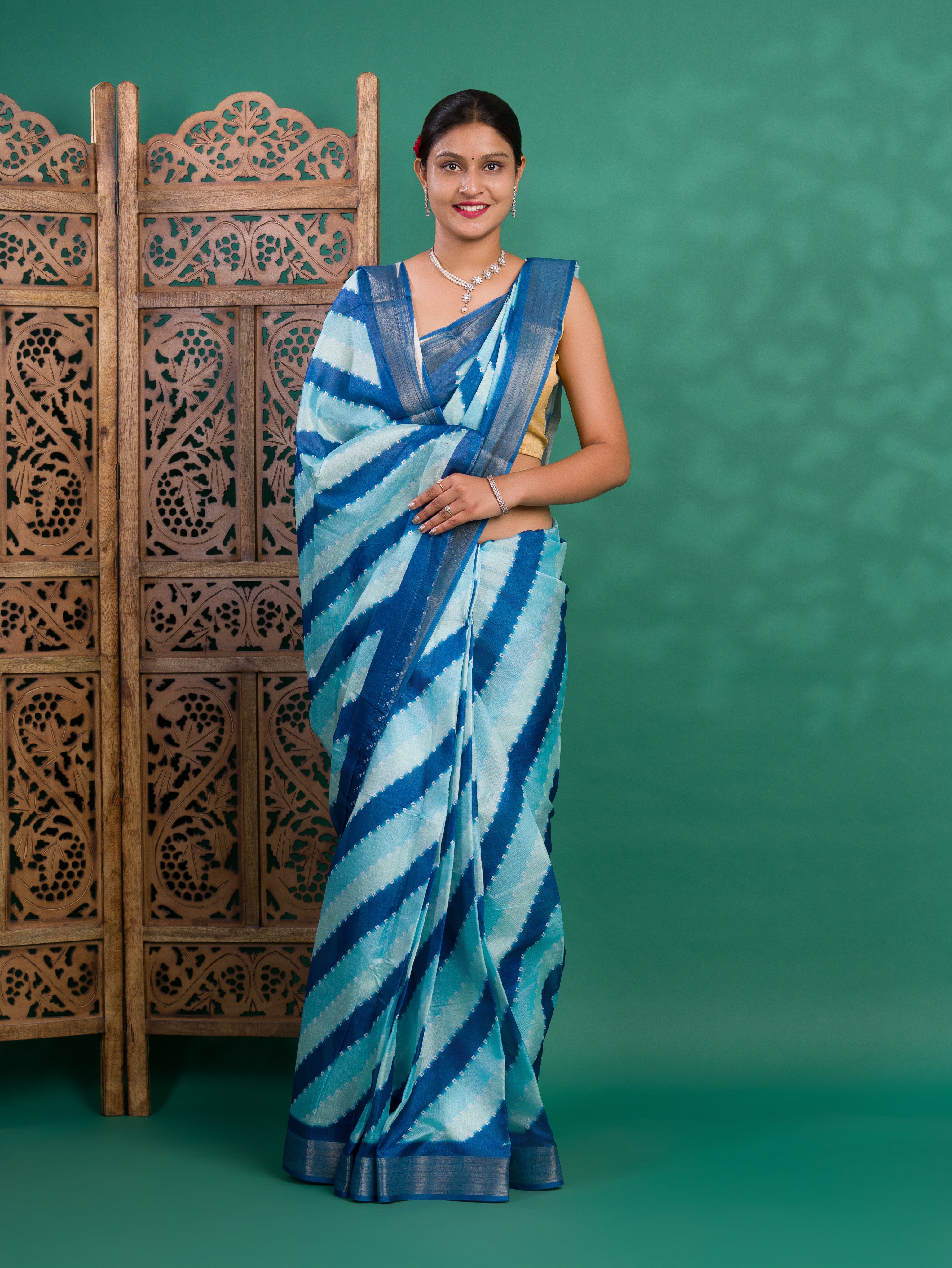 KcPc New Beautiful Cotton silk Printed Style With Zari Border Saree GAN