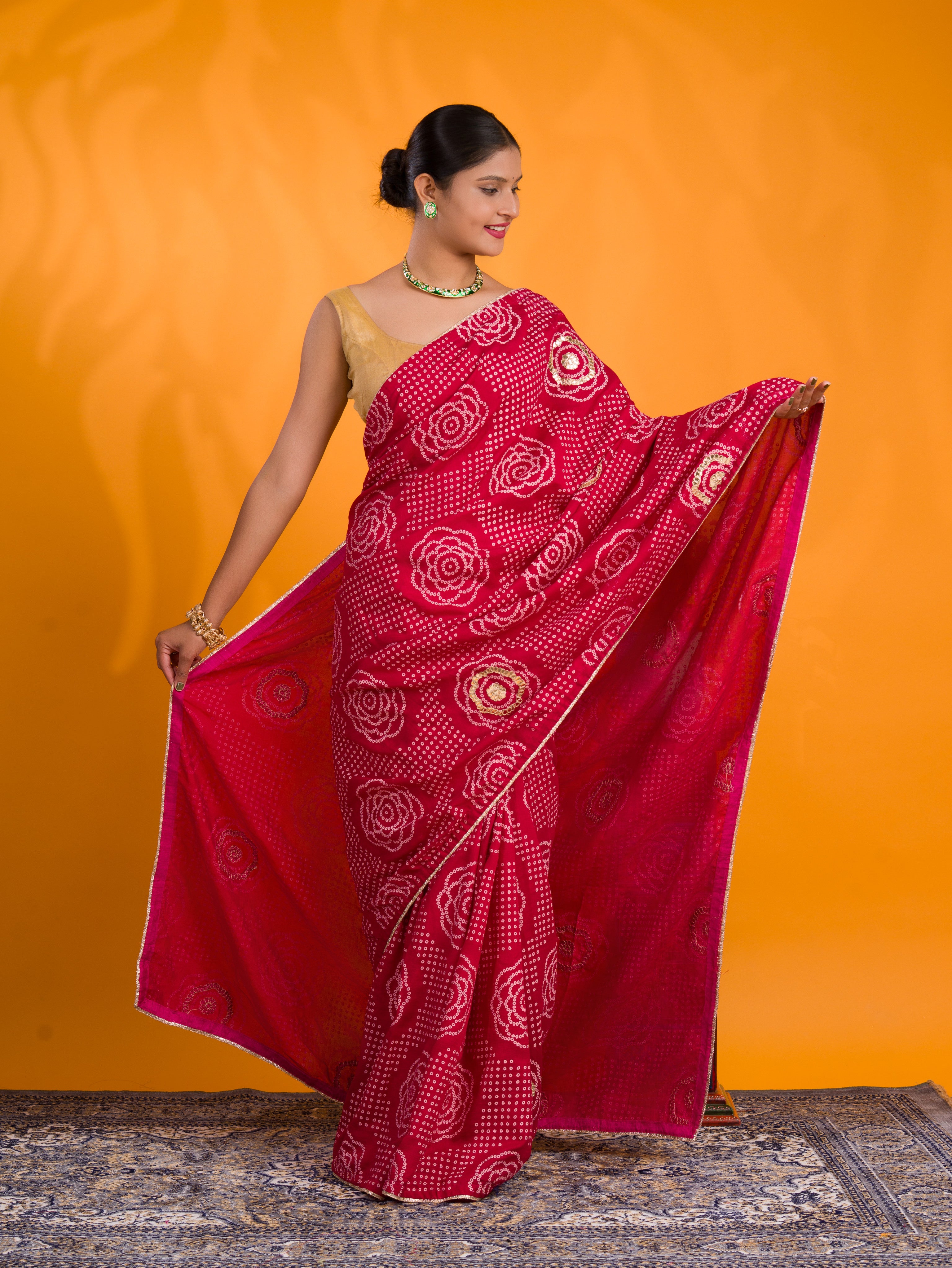 By Bandhani Saree With Casual Wear
