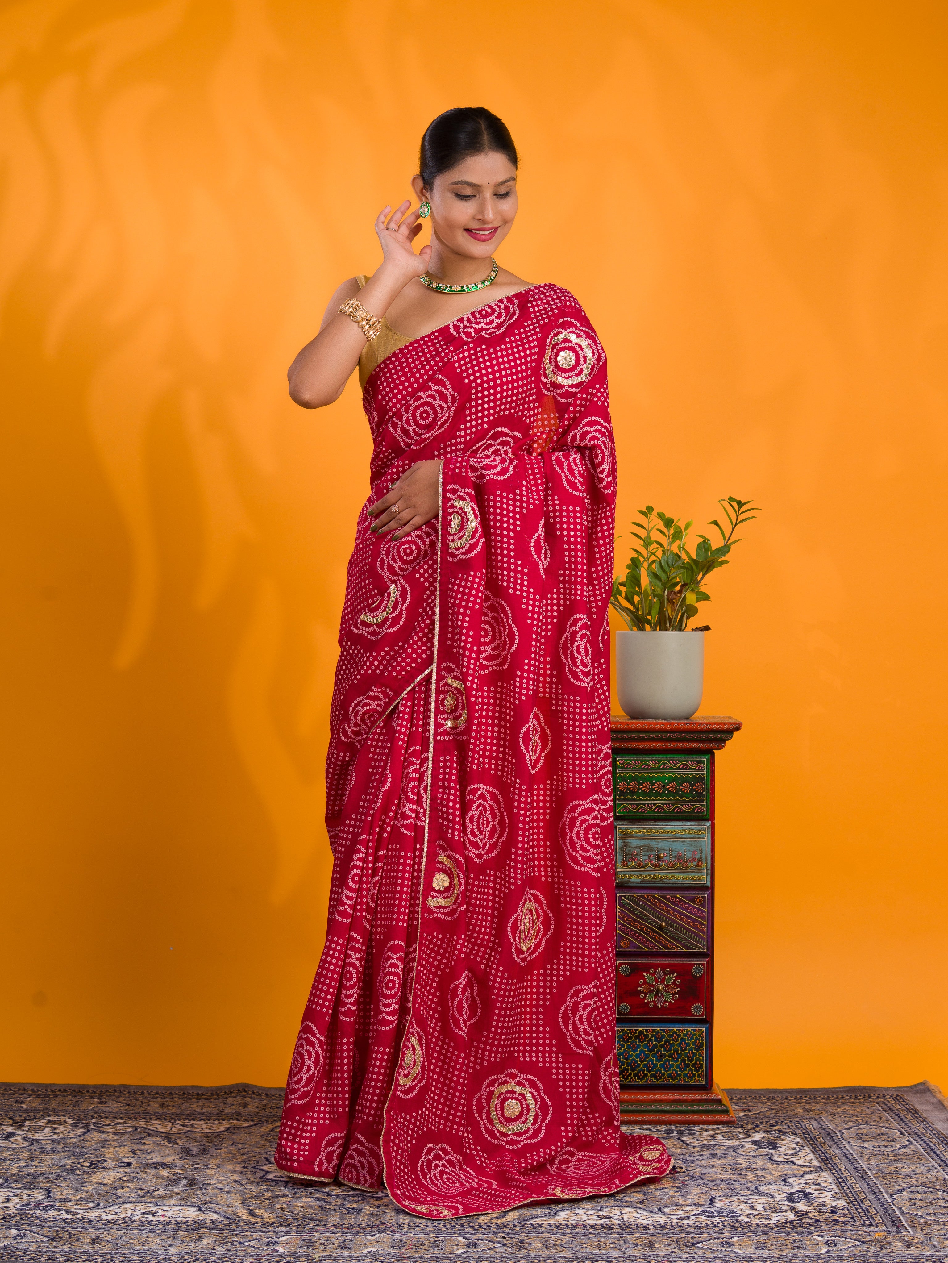 By Bandhani Saree With Casual Wear