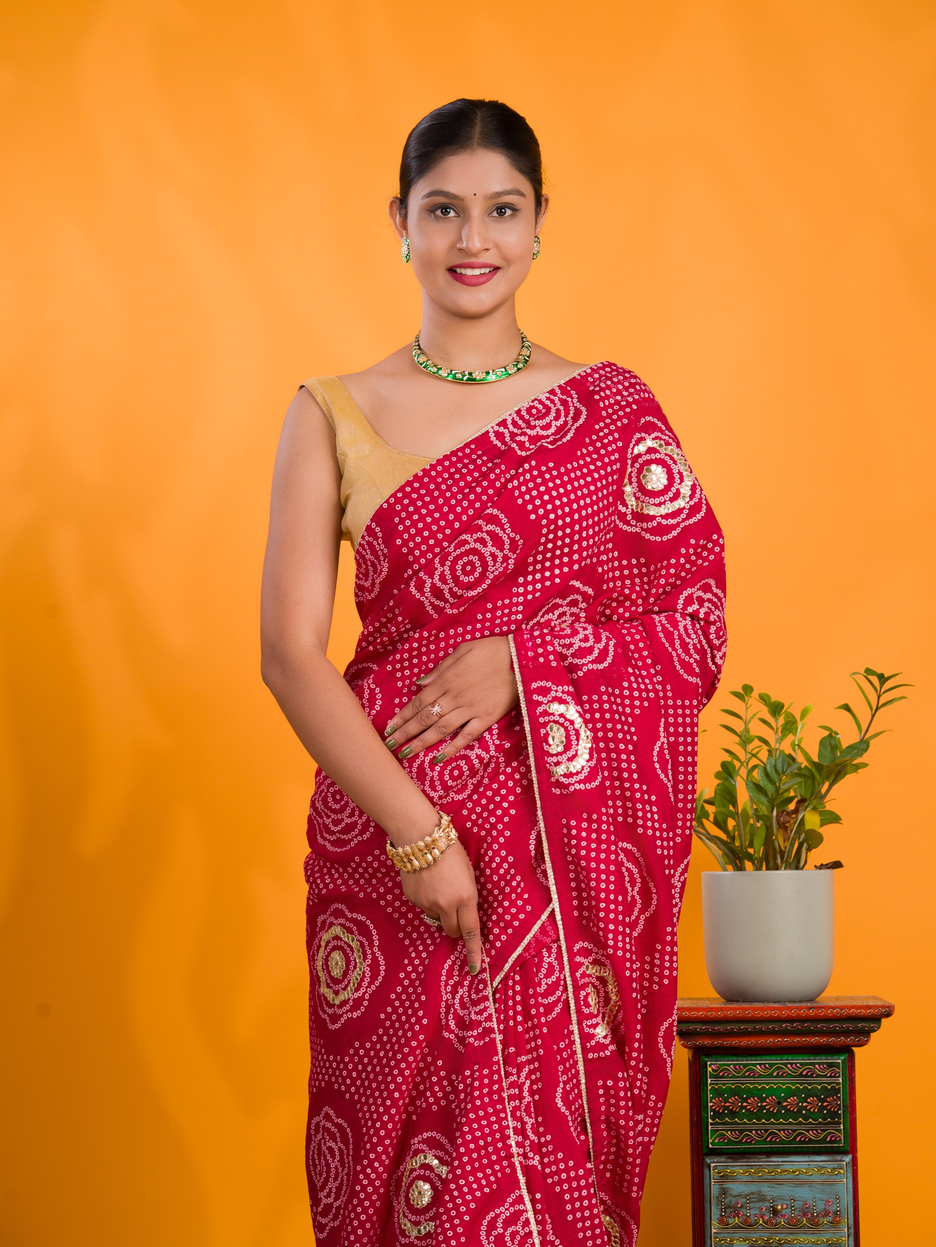 By Bandhani Saree With Casual Wear
