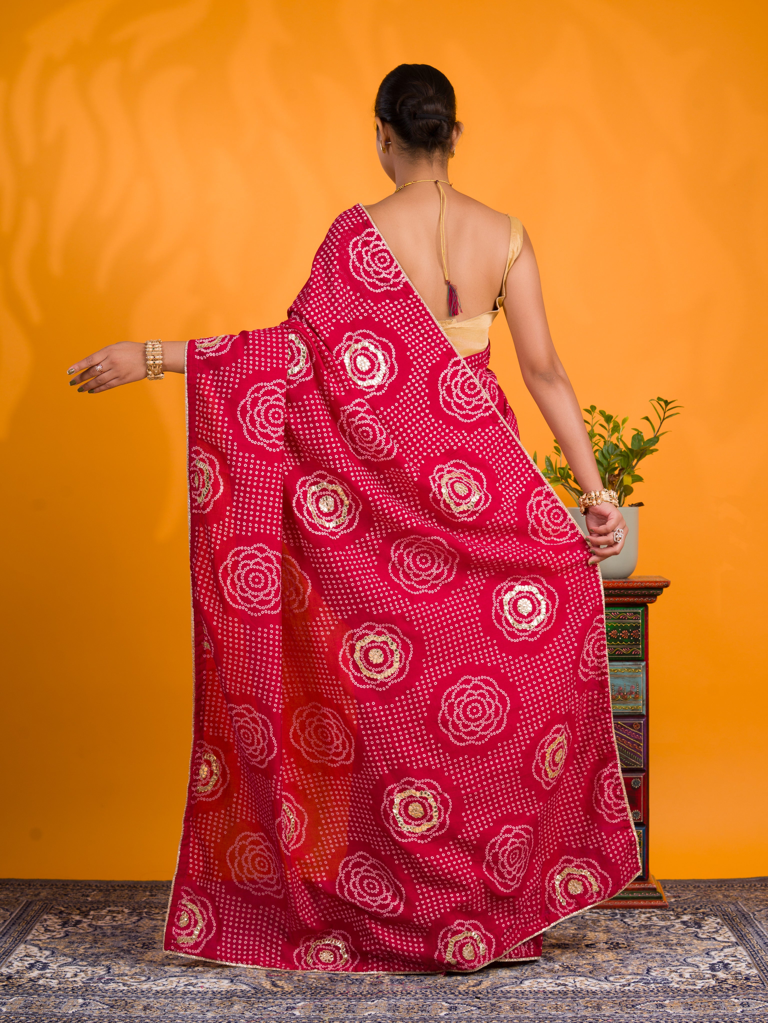 By Bandhani Saree With Casual Wear