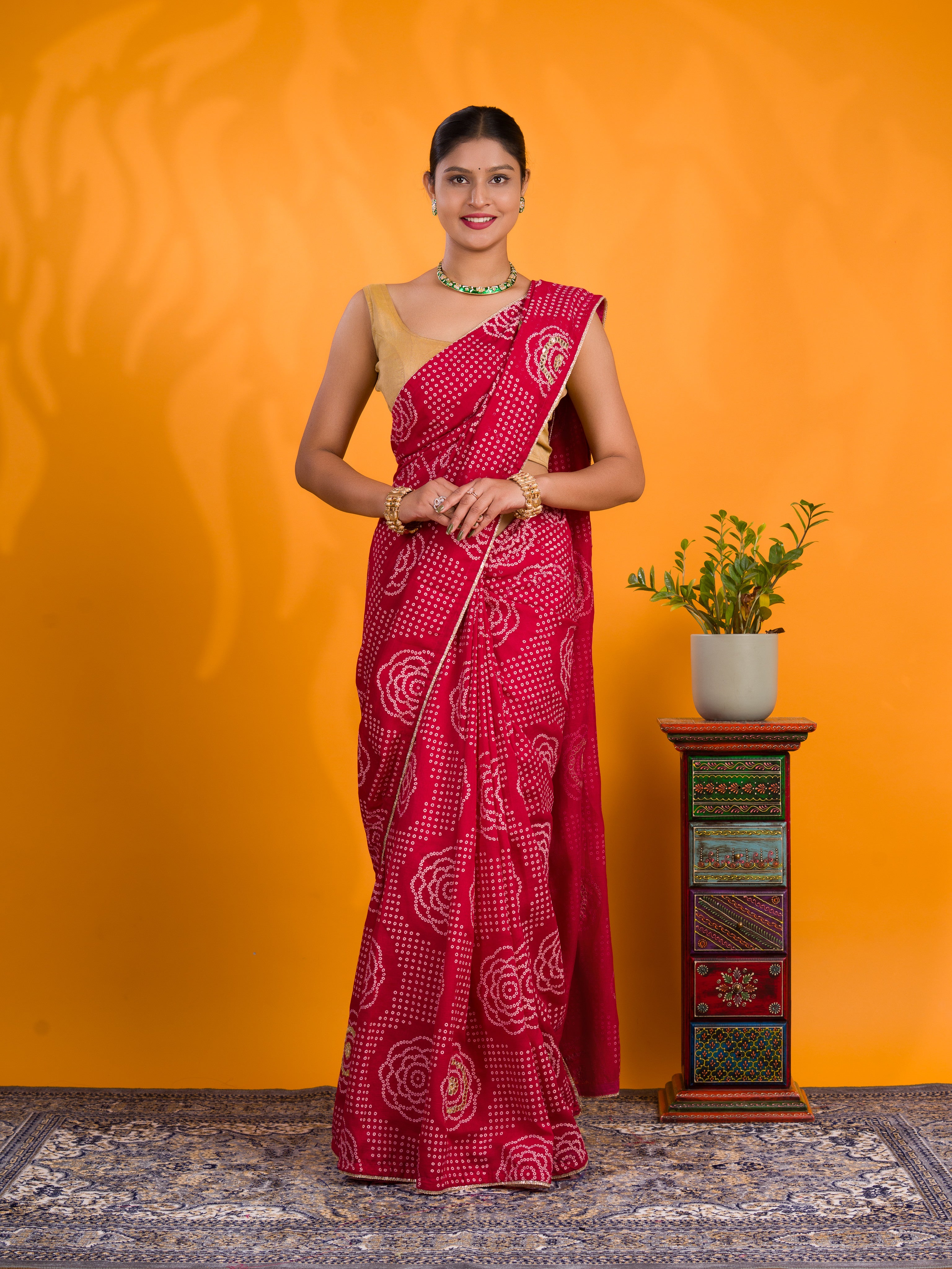 By Bandhani Saree With Casual Wear