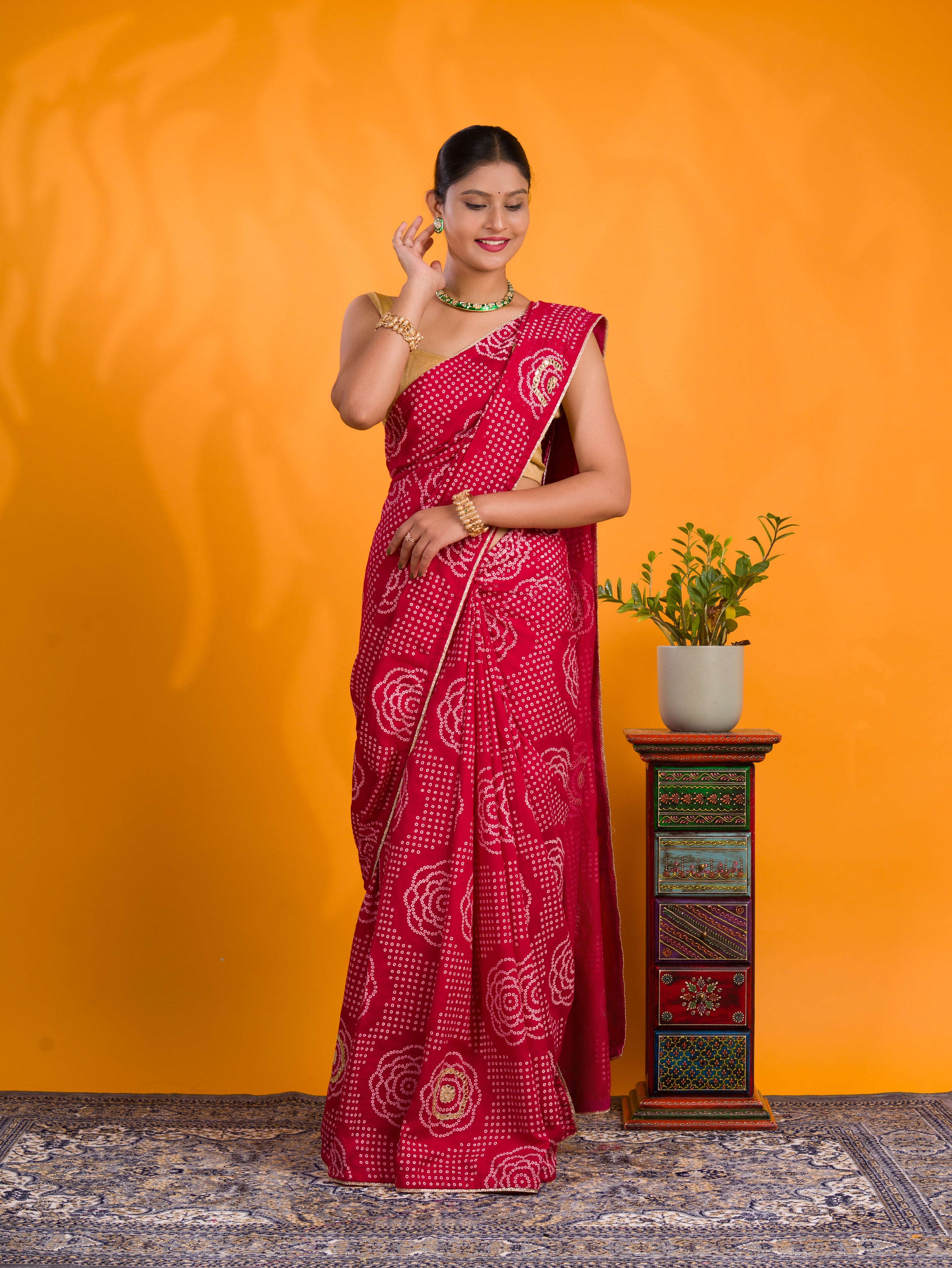 By Bandhani Saree With Casual Wear