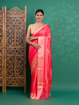 Silk Bandhani Style With Zari border Saree under 1500