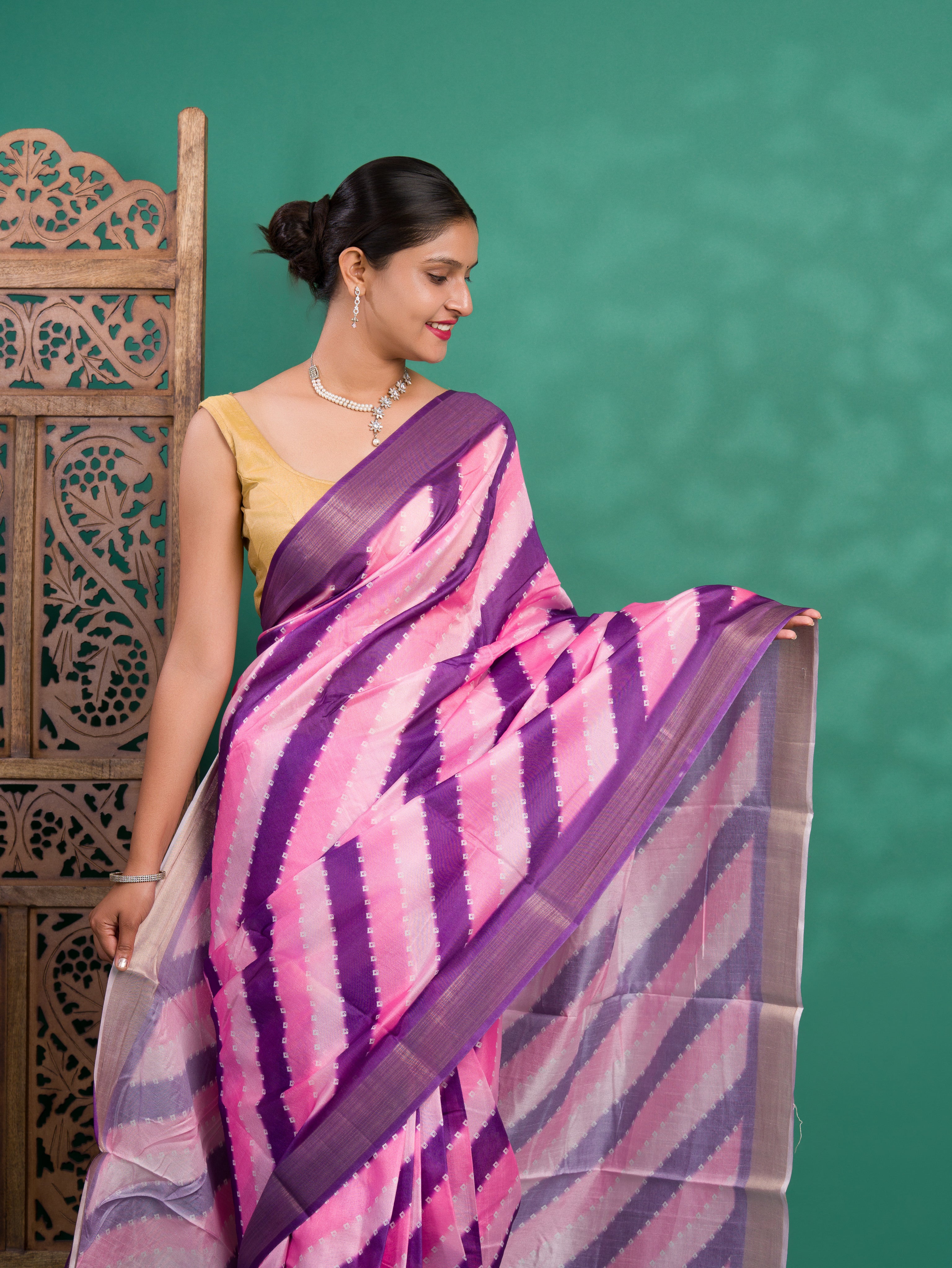 KcPc New Latest Cotton silk Printed Style With Zari Border Saree GAN