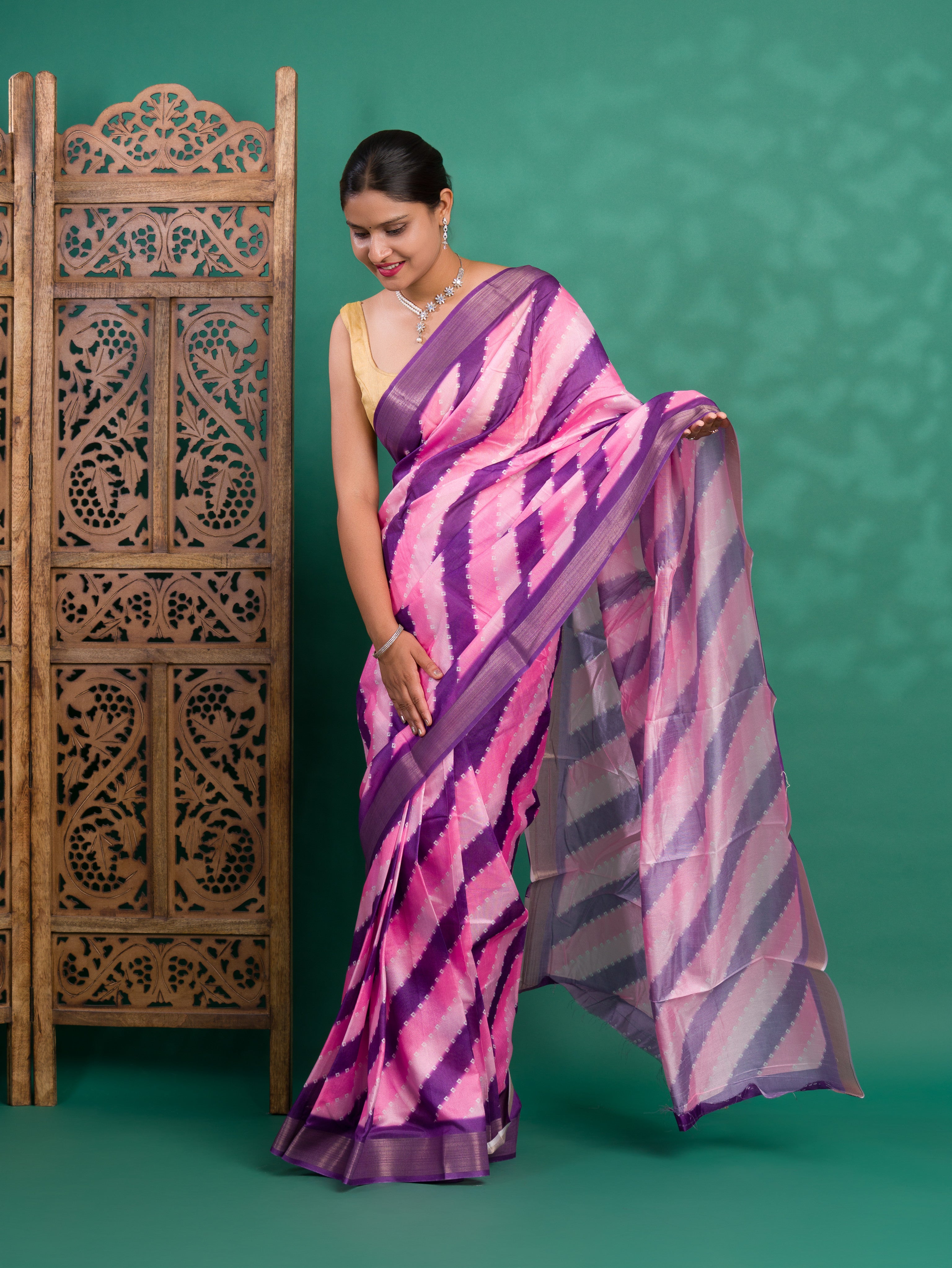 KcPc New Latest Cotton silk Printed Style With Zari Border Saree GAN