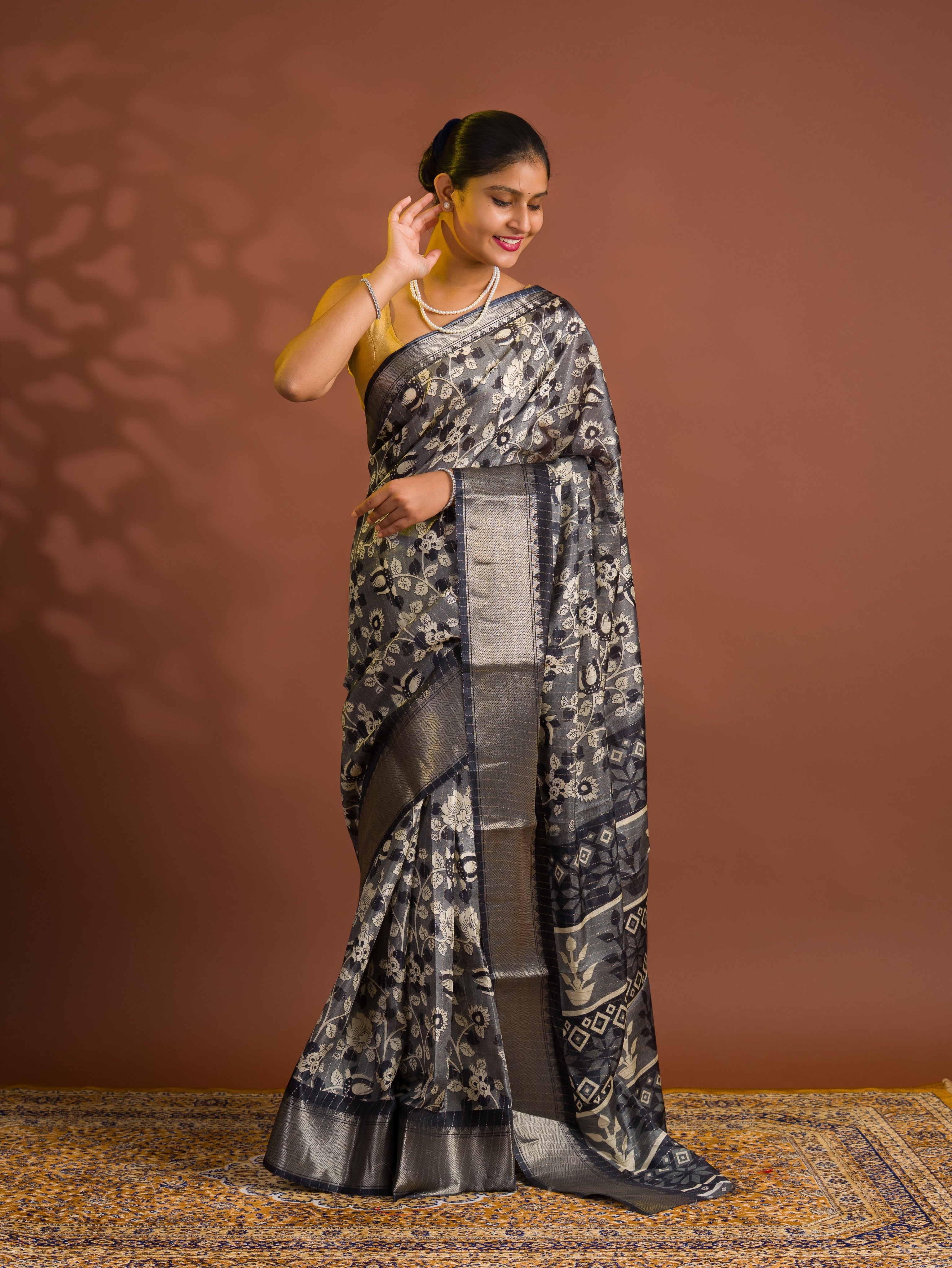 By Printed Style With Zari border Saree