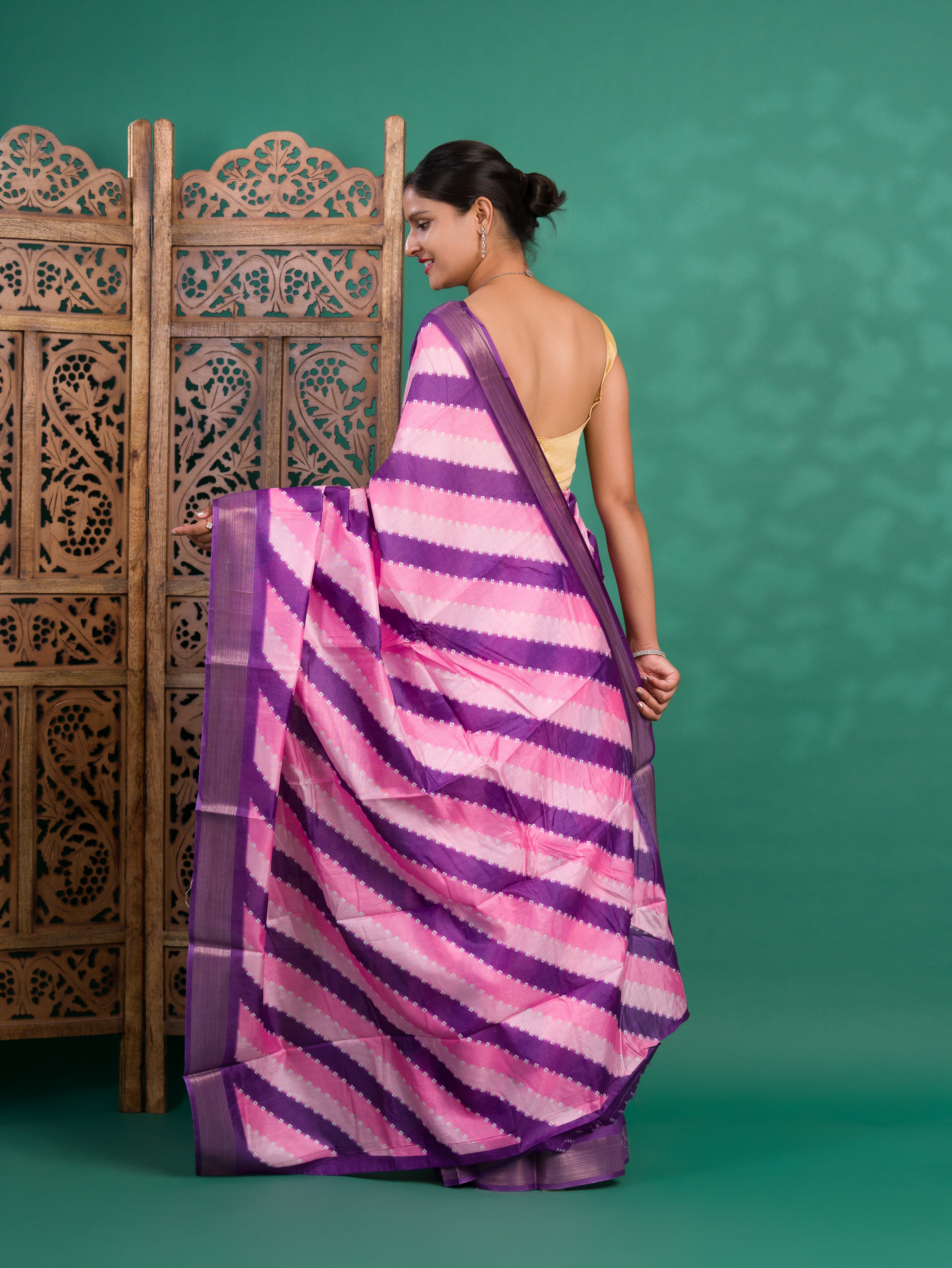 KcPc New Latest Cotton silk Printed Style With Zari Border Saree GAN