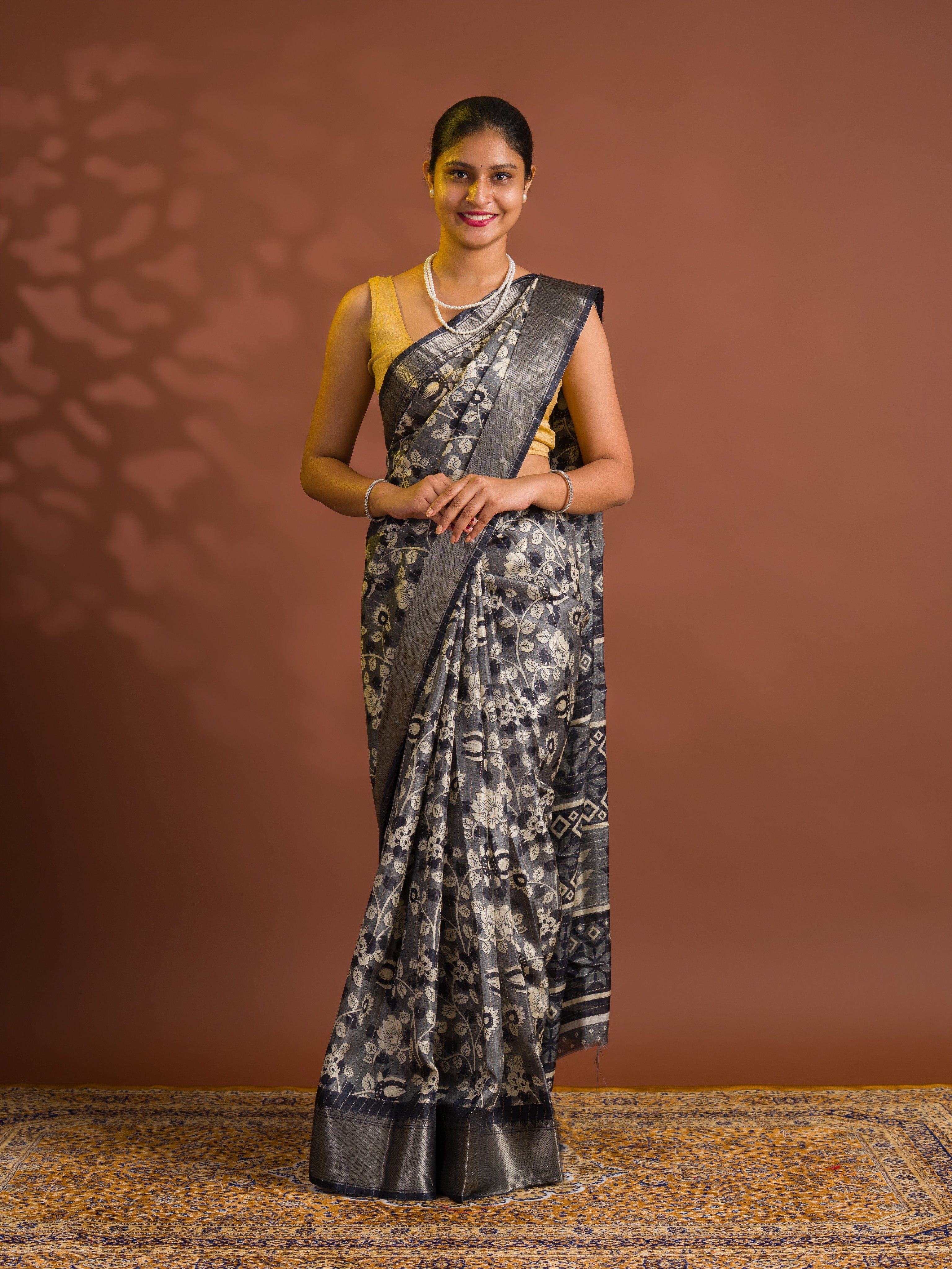By Printed Style With Zari border Saree