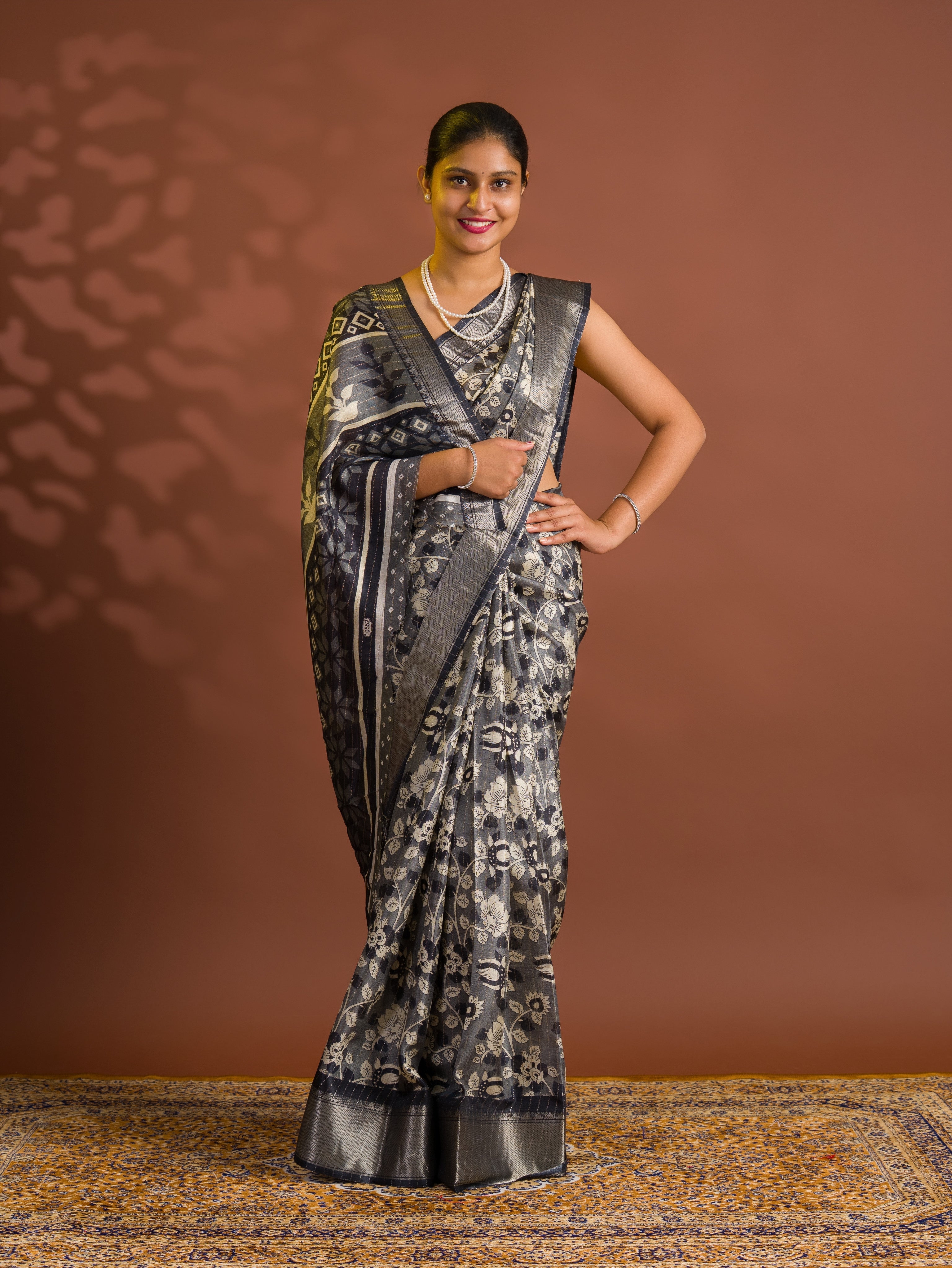 By Printed Style With Zari border Saree