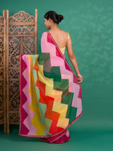 New Special Zik Zag Chiffon Embroidery Work Saree