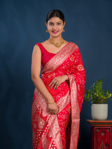 By Bandhani Style With Zari Border Work Saree