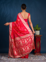 By Bandhani Style With Zari Border Work Saree