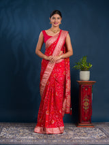 By Bandhani Style With Zari Border Work Saree