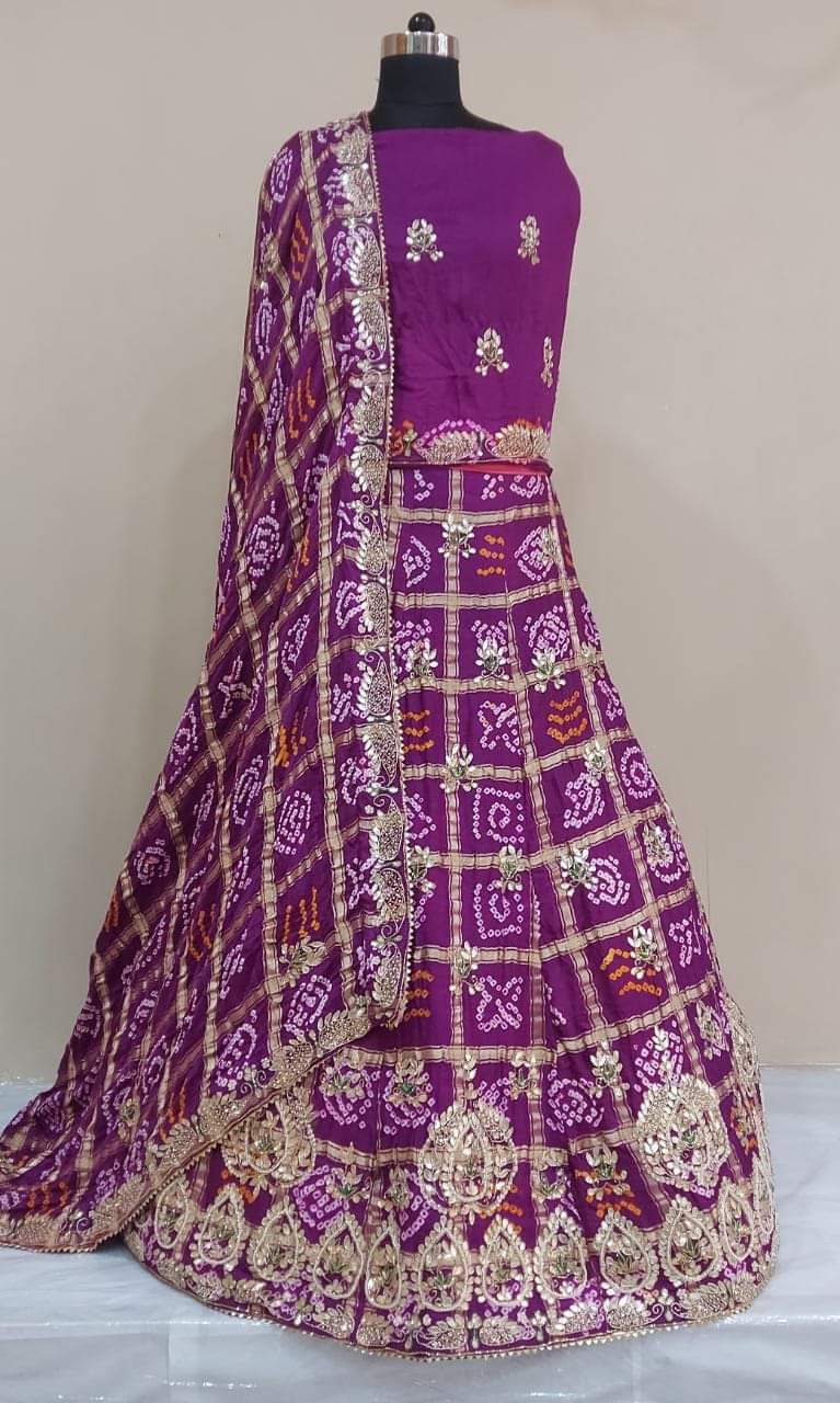 KcPc New Beautiful Pure gajji silk Lehenga Set With Gotapatti Handwork SATISH Purple